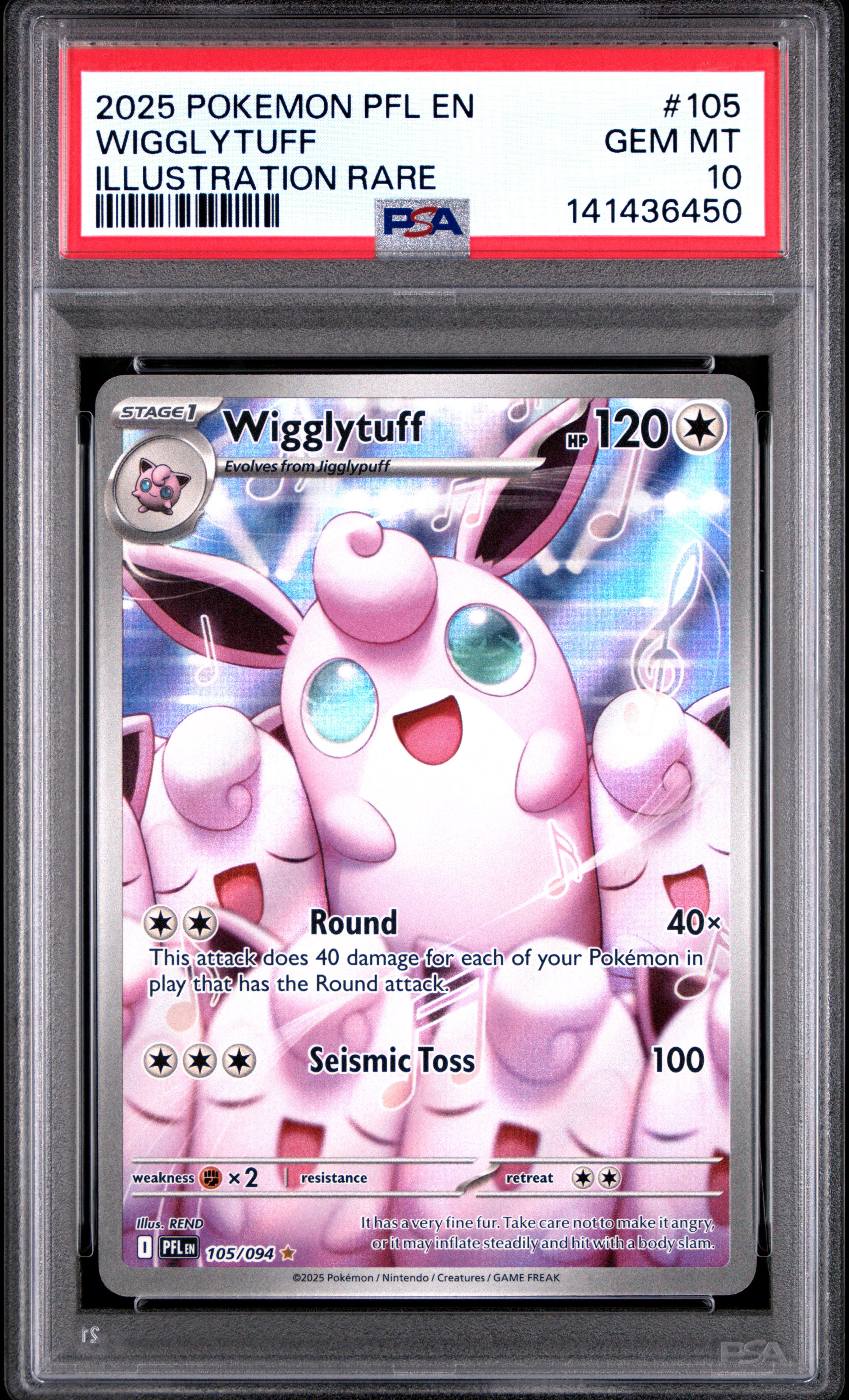 Pokemon Pfl En Phantasmal Flames 105 Wigglytuff Illustration Rare PSA 10 GEM MINT Cert #141436450