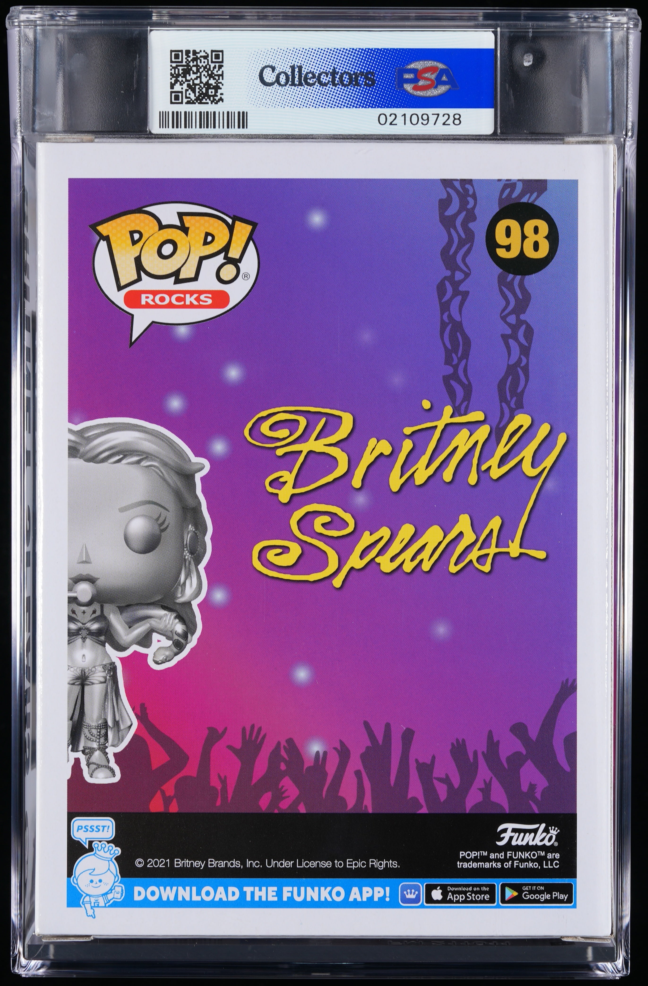 Funko Pop! PSA Graded Britney Spears: Britney Spears PSA Graded 8.5 NM-MT+ Vinyl Figure #98 Cert #02109728