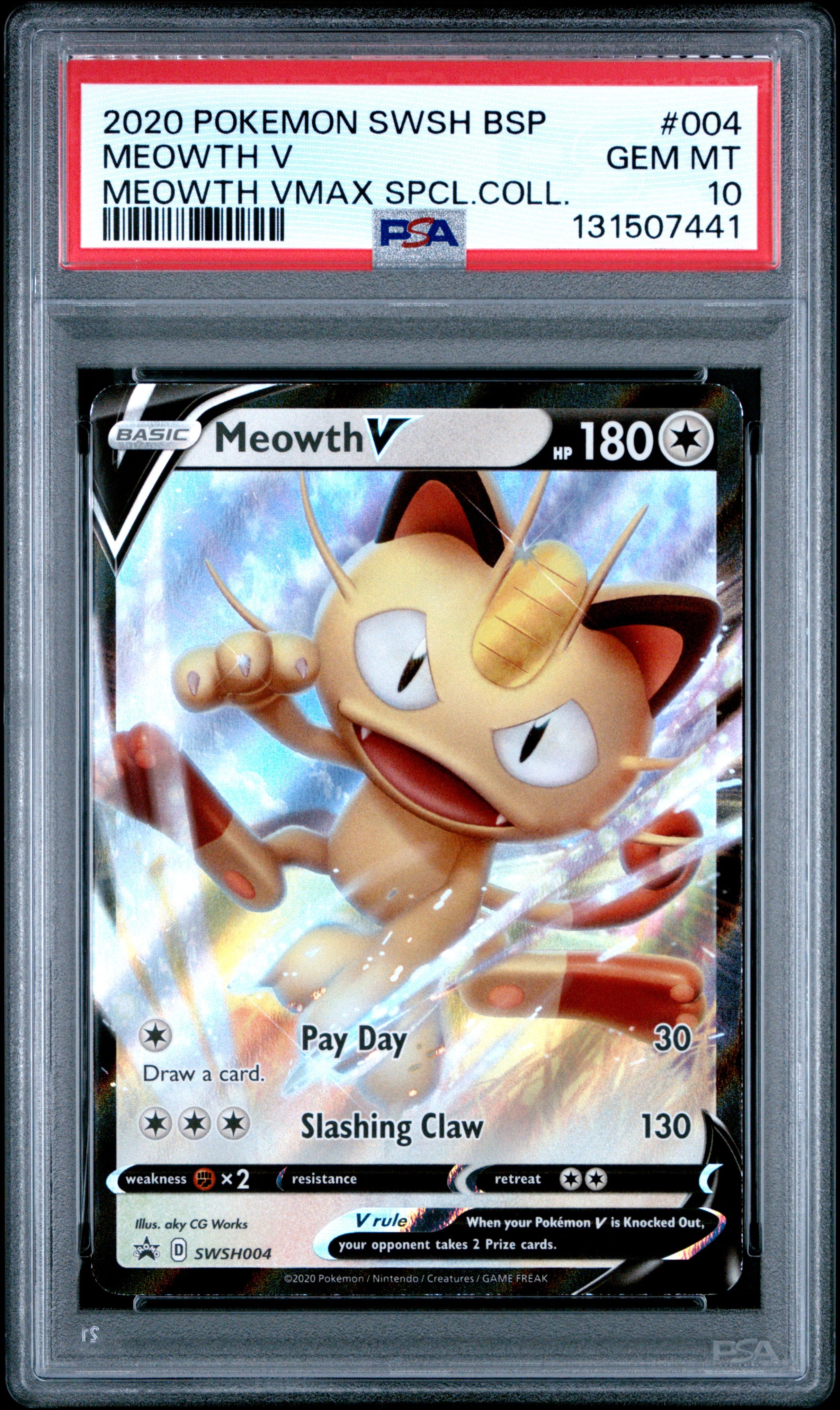 Pokemon Swsh Black Star Promo 004 Meowth V Meowth Vmax Special Collection PSA 10 GEM MINT Cert #131507441