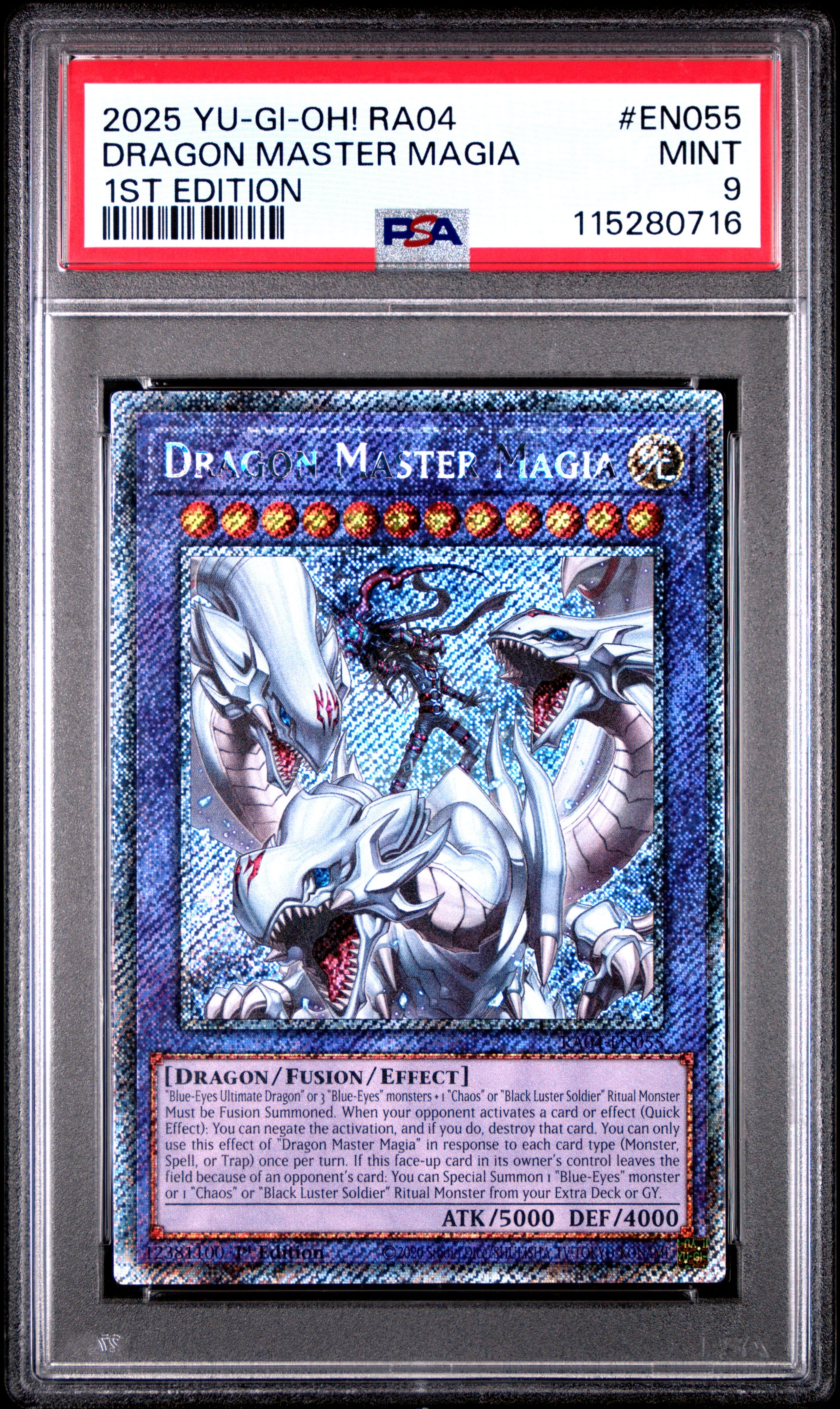 Yu Gi Oh! Ra04 Quarter Century Stampede En055 Dragon Master Magia 1St Edition PSA 9 MINT Cert #115280716