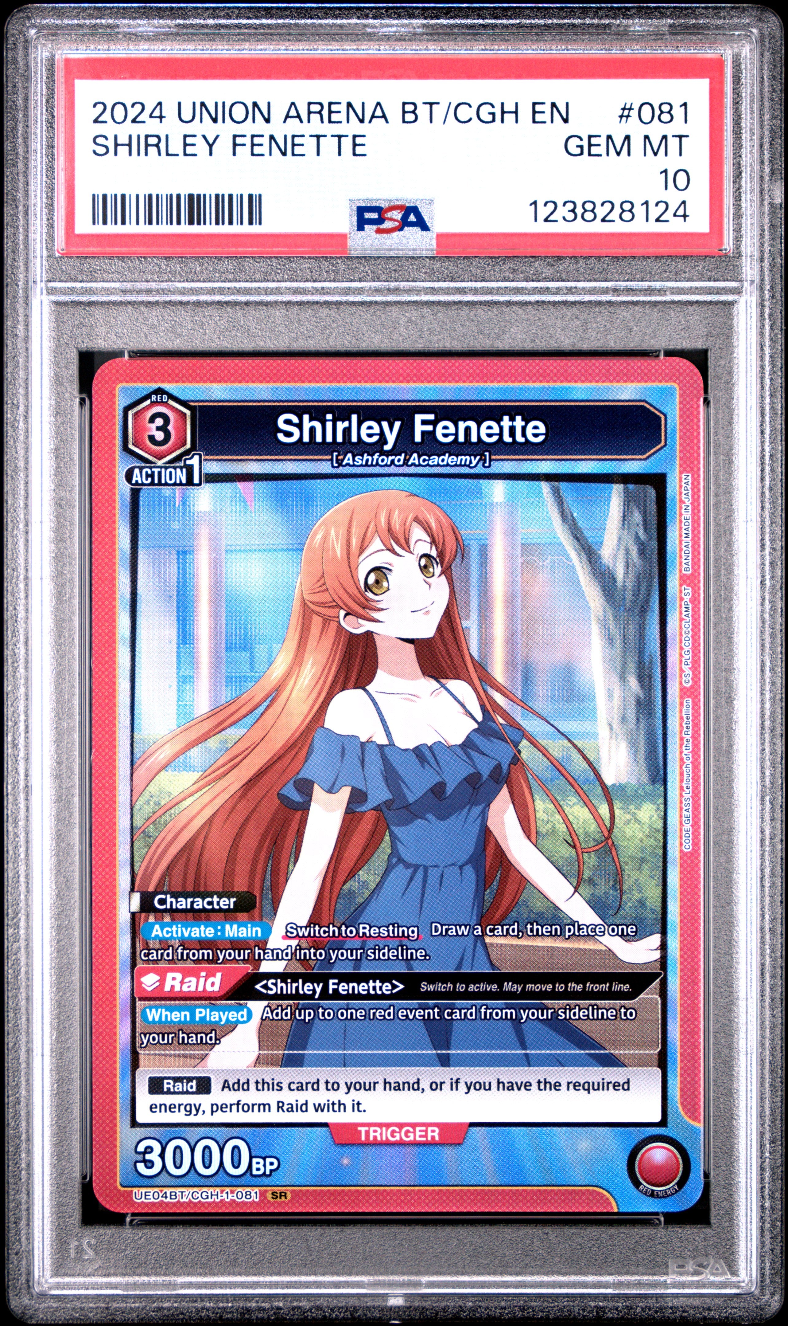 Union Arena Ue04Bt/Cgh Code Geass 081 Shirley Fenette PSA 10 GEM MINT Cert #123828124