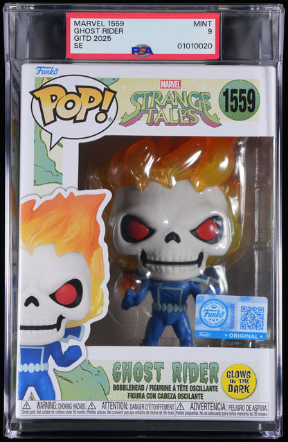Funko Pop! PSA Graded Marvel Strange Tales: Ghost Rider (GITD Special Edition) PSA Graded 9 MINT Vinyl Figure #1559 Cert #01010020