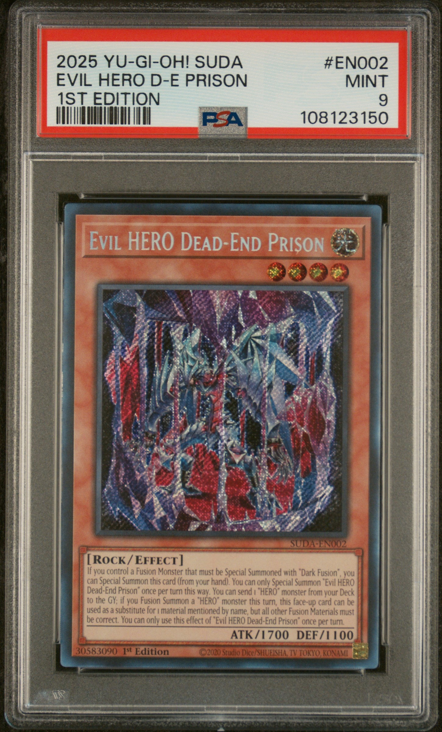 Yu-Gi-Oh! Suda-Supreme Darkness En002 Evil Hero Dead-End Prison 1St Edition Card Psa 9 Mint Cert #108123150