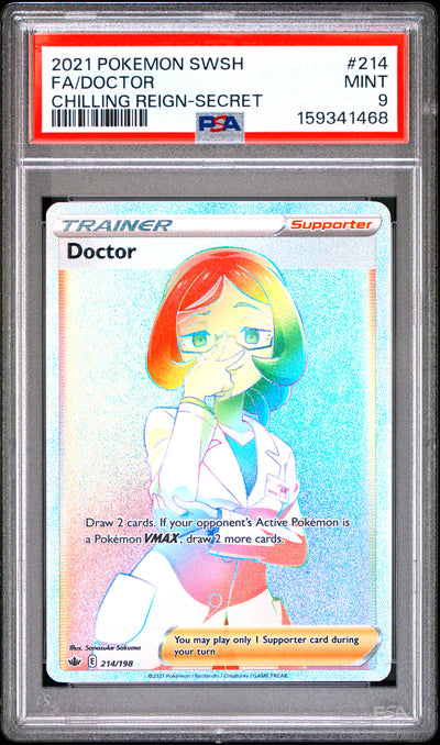 Pokemon Sword & Shield Chilling Reign 214 Full Art/Doctor Secret PSA 9 MINT Cert #159341468