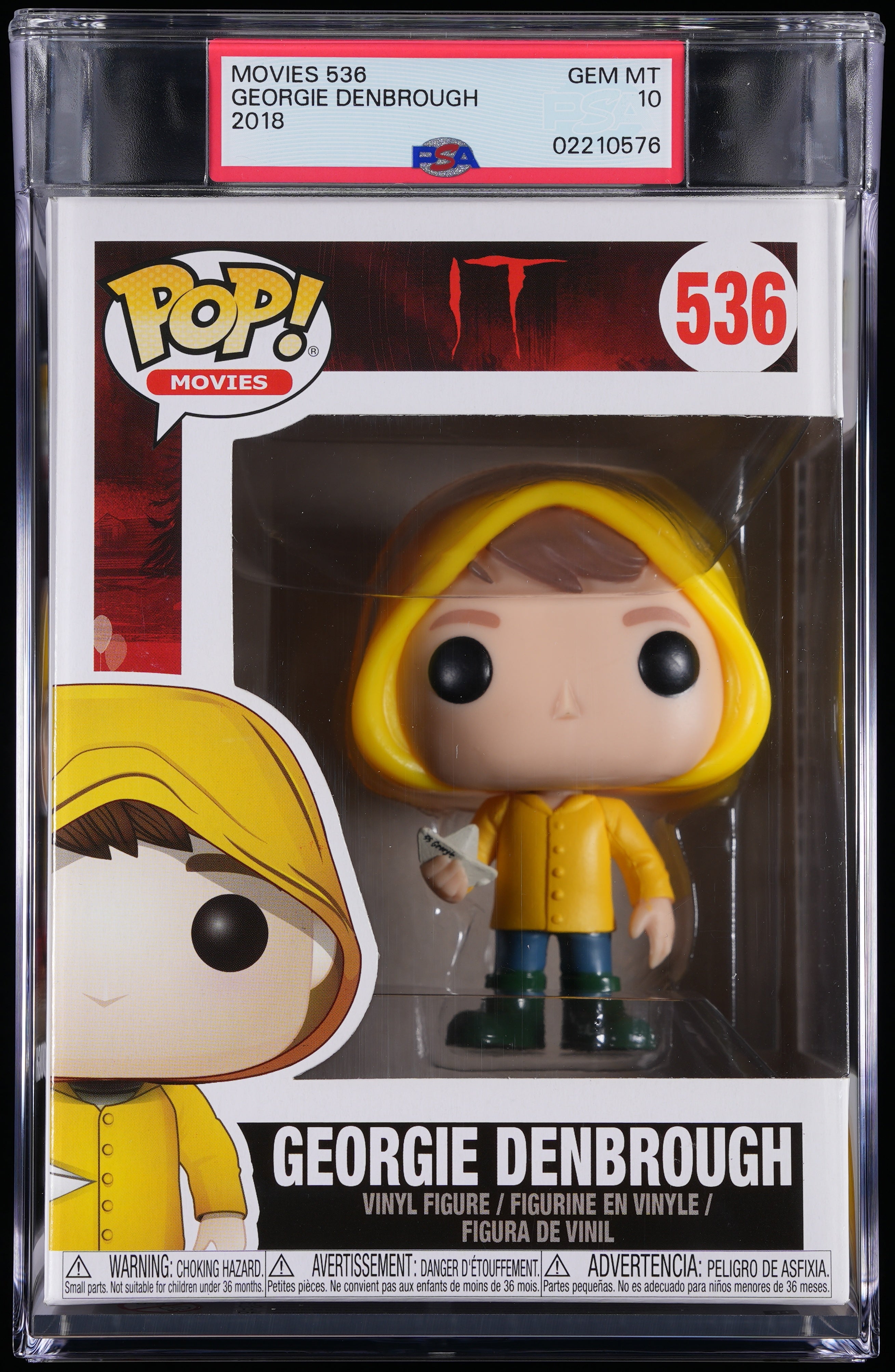 Funko Pop! PSA Graded IT: Georgie Denbrough PSA Graded 10 GEM MINT Vinyl Figure #536 Cert #02210576