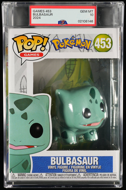 Funko Pop! PSA Graded Pokemon: Bulbasaur PSA Graded 10 GEM MINT Vinyl Figure #453 Cert #02108146