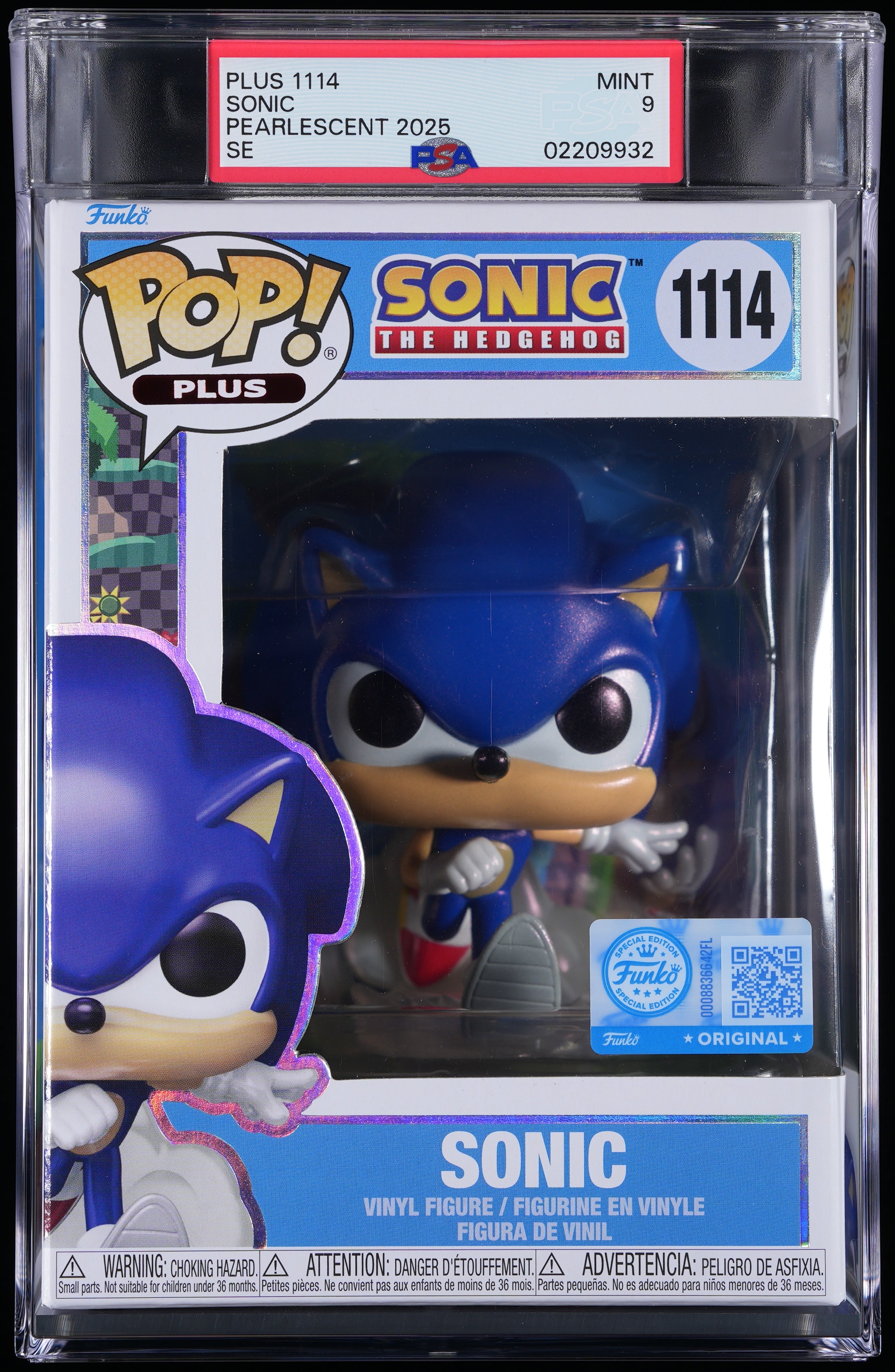Funko Pop! PSA Graded Sonic the Hedgehog: Sonic PSA Graded 9 MINT Vinyl Figure #1114 Cert #02209932