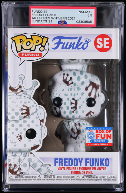 Funko Pop! PSA Graded Freddy Funko: Freddy Funko Art Series White/Brown (2021 Fundays) PSA Graded 8.5 NM-MT+ Vinyl Figure #SE Cert #02308505