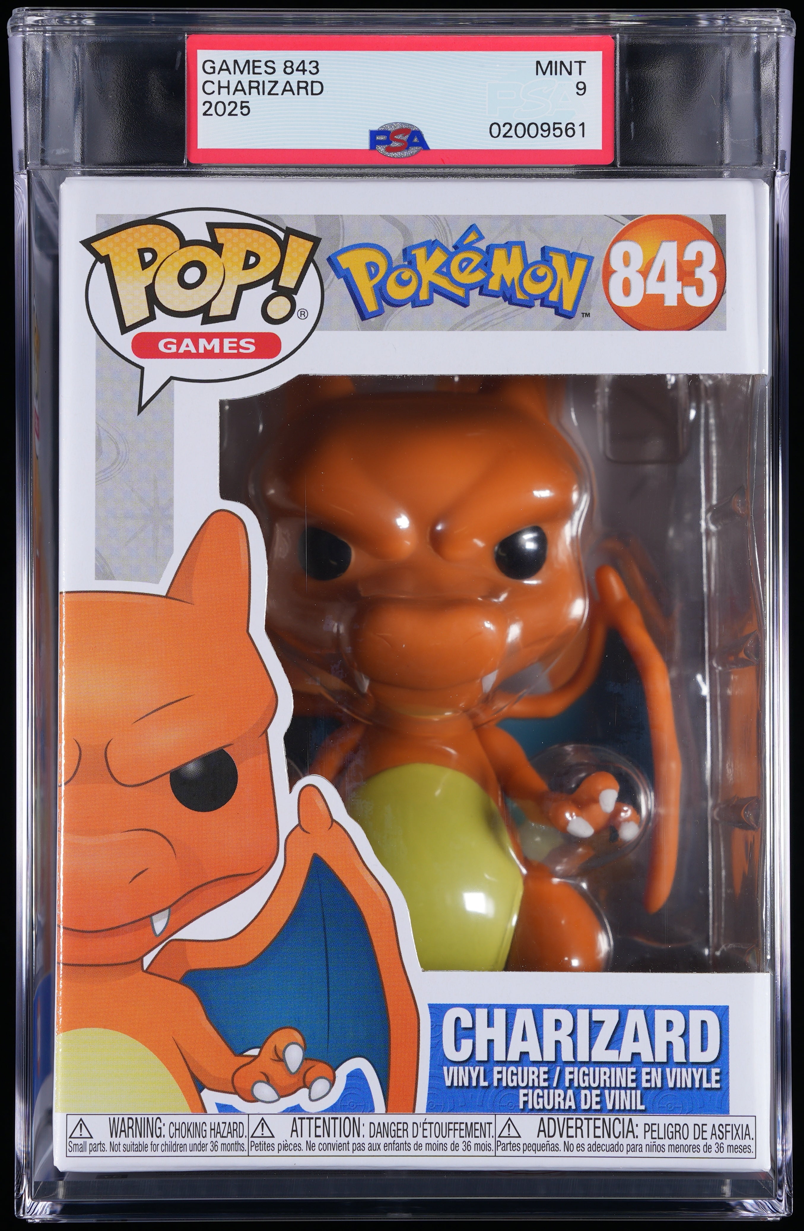 Funko Pop! PSA Graded Pokemon: Charizard PSA Graded 9 MINT Vinyl Figure #843 Cert #02009561