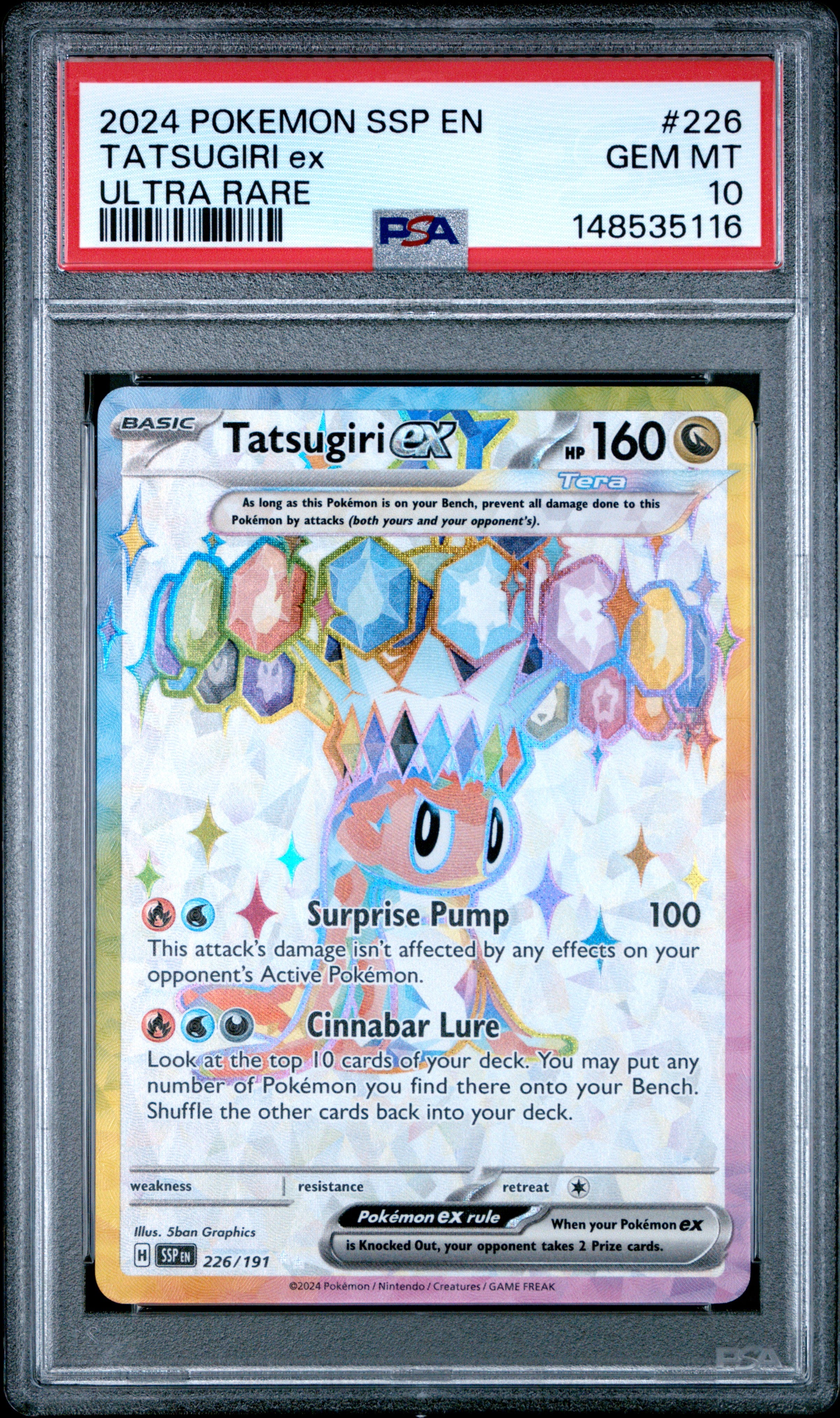 Pokemon Ssp En Surging Sparks 226 Tatsugiri Ex Ultra Rare PSA 10