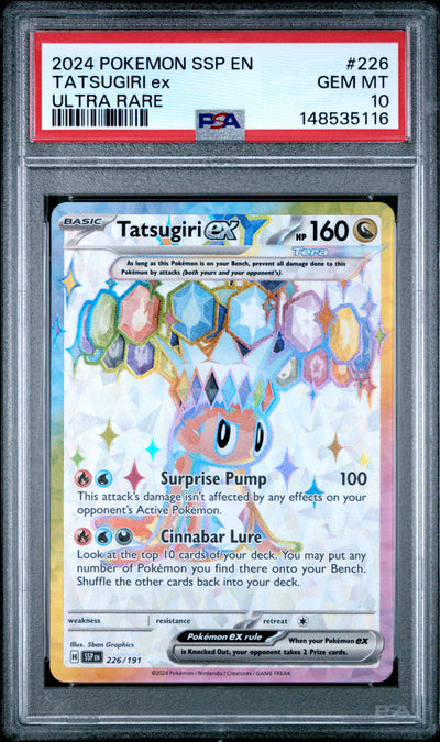 Pokemon Ssp En Surging Sparks 226 Tatsugiri Ex Ultra Rare PSA 10 GEM MINT Cert #148535116