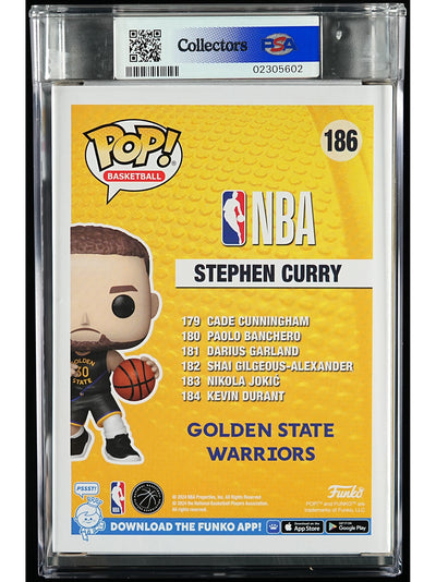 Funko Pop! NBA Golden State Warriors: Stephen Curry PSA Graded Vinyl Figure #186 Cert #02305602