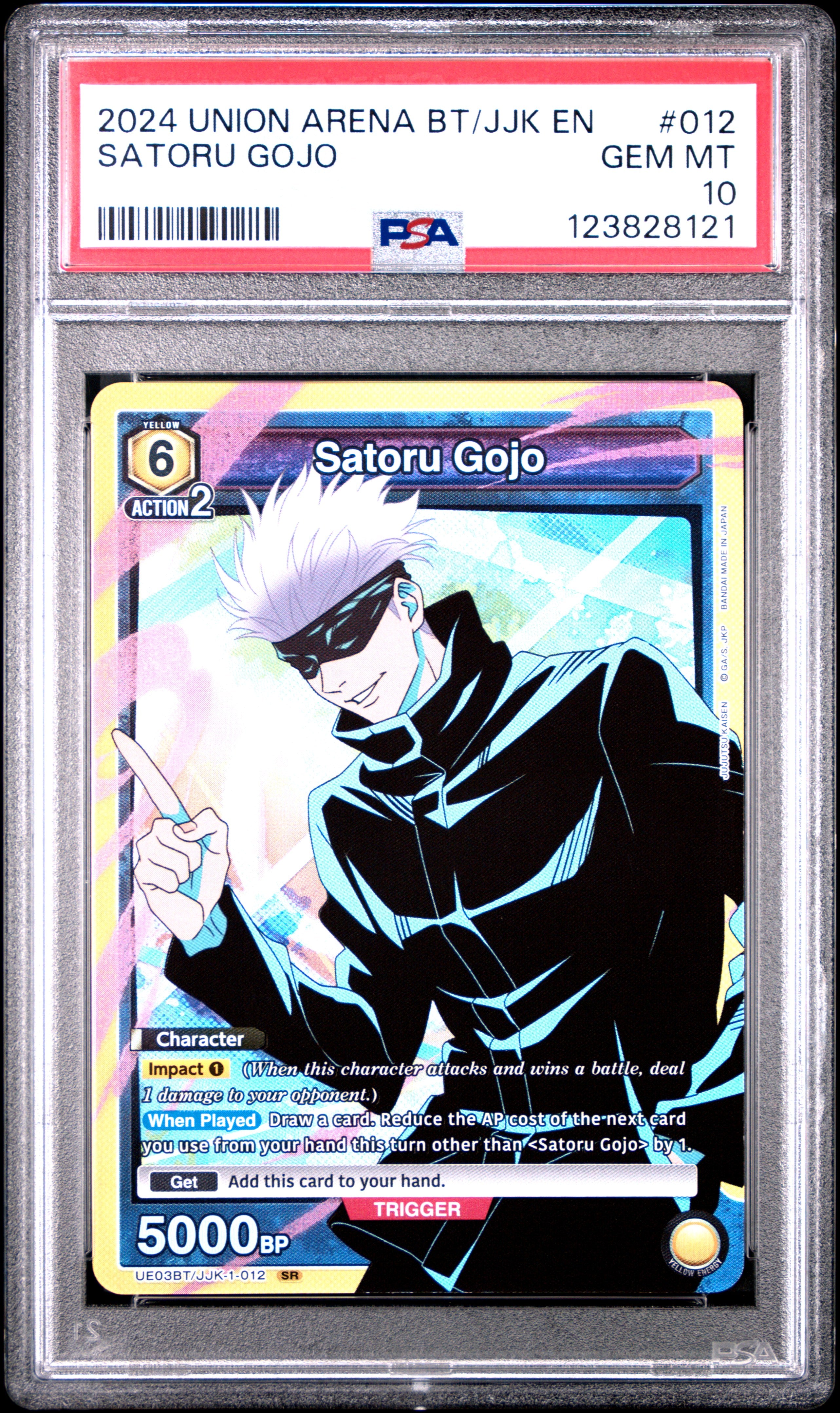 Union Arena Ue03Bt/Jjk Jujutsu Kaisen 012 Satoru Gojo PSA 10 GEM MINT Cert #123828121