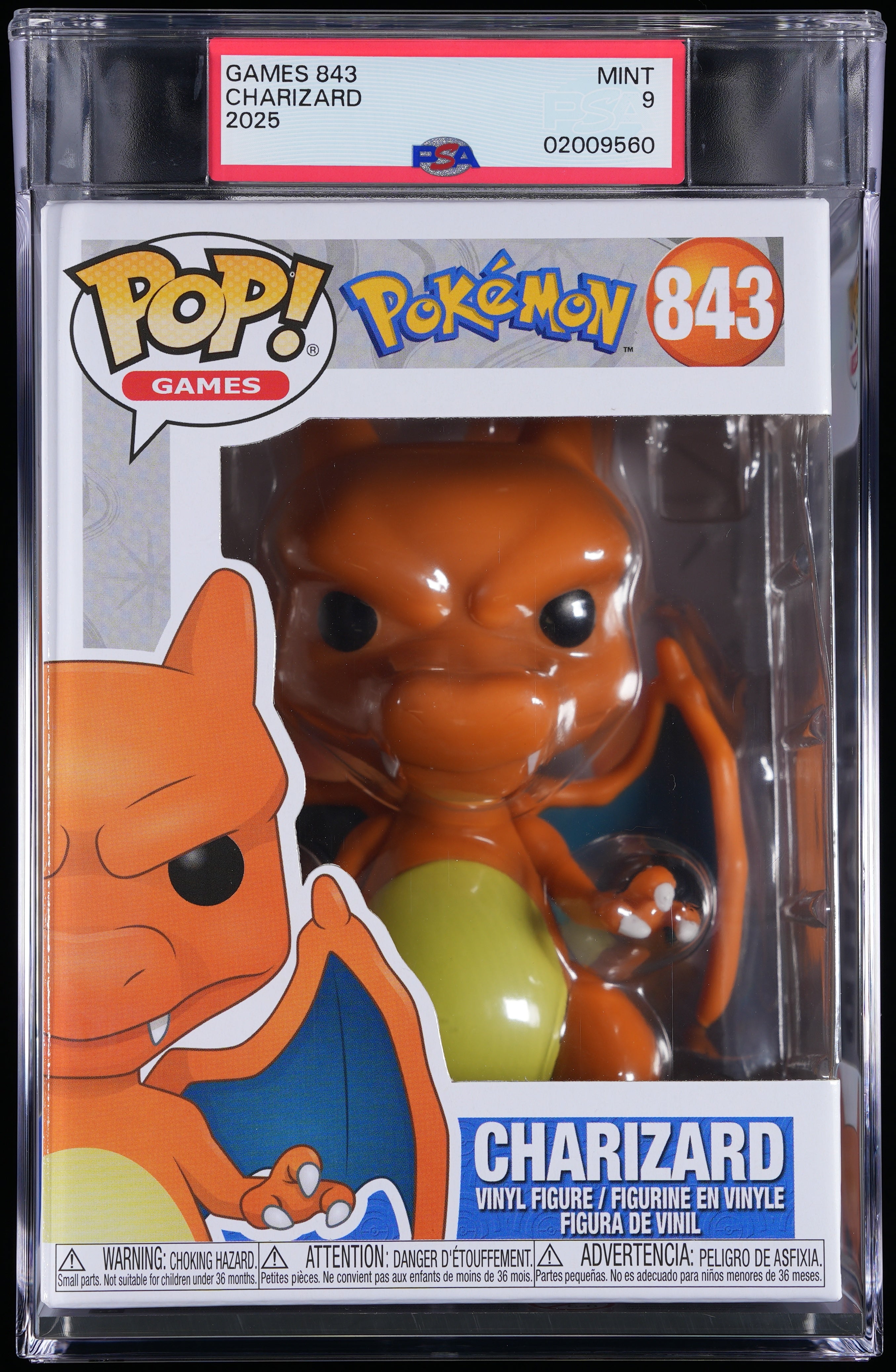 Funko Pop! PSA Graded Pokemon: Charizard PSA Graded 9 MINT Vinyl Figure #843 Cert #02009560