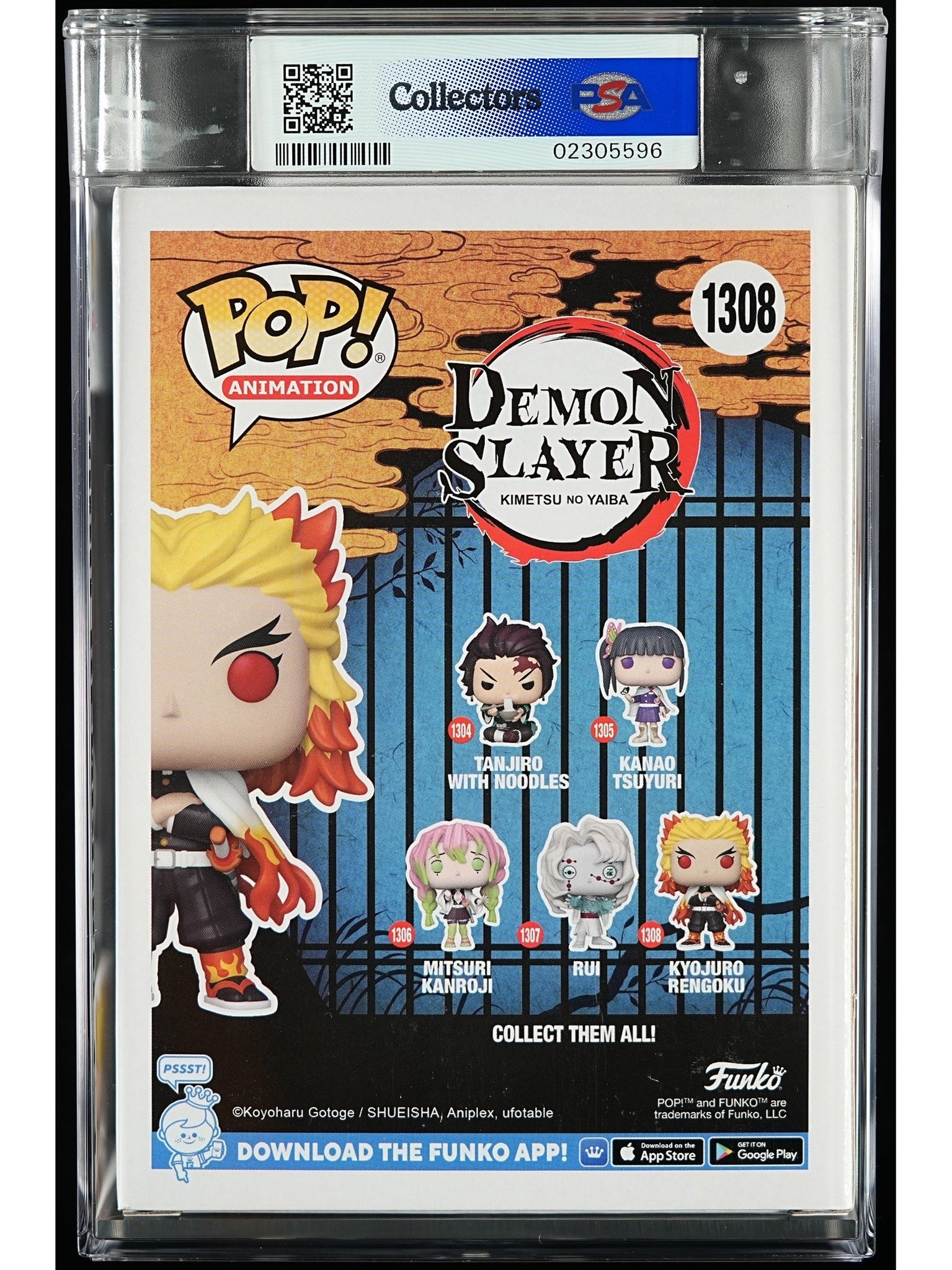 Funko Pop! Demon Slayer: Kyojuro Rengoku PSA Graded Vinyl Figure #1308 Cert #02305596