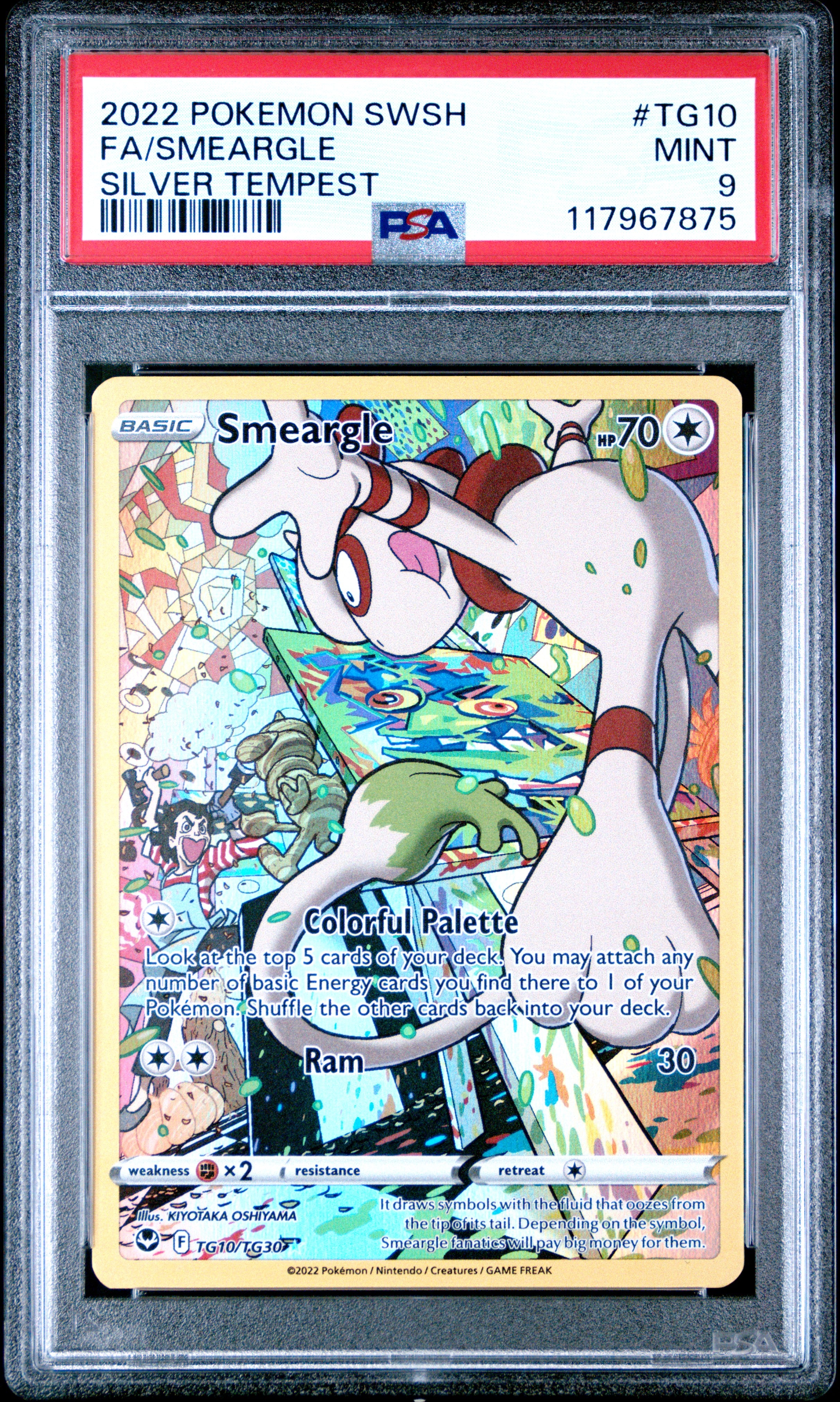 Pokemon Sword & Shield Silver Tempest Tg10 Full Art/Smeargle PSA 9 MINT Cert #117967875