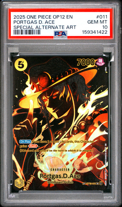 One Piece Op12 Legacy Of The Master 011 Portgas D. Ace Special Alternate Art PSA 10 GEM MINT Cert #159341422