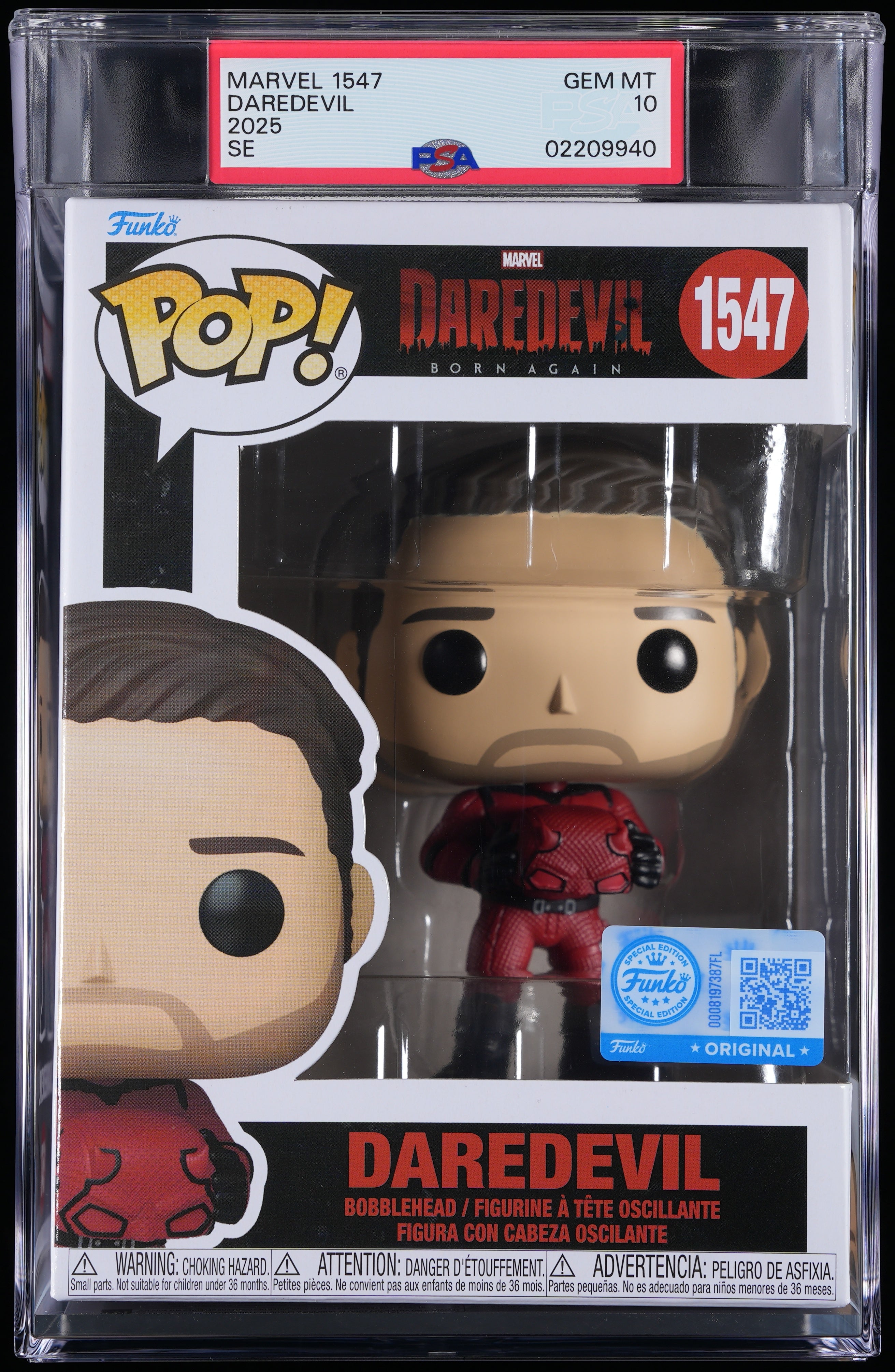 Funko Pop! PSA Graded Daredevil Born Again: Daredevil PSA Graded 10 GEM MINT Vinyl Figure #1547 Cert #02209940