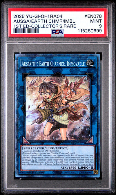 Yu Gi Oh! Ra04 Quarter Century Stampede En078 Aussa The Earth Charmer, Immovable 1St Edition Collector's Rare PSA 9 MINT Cert #115280699