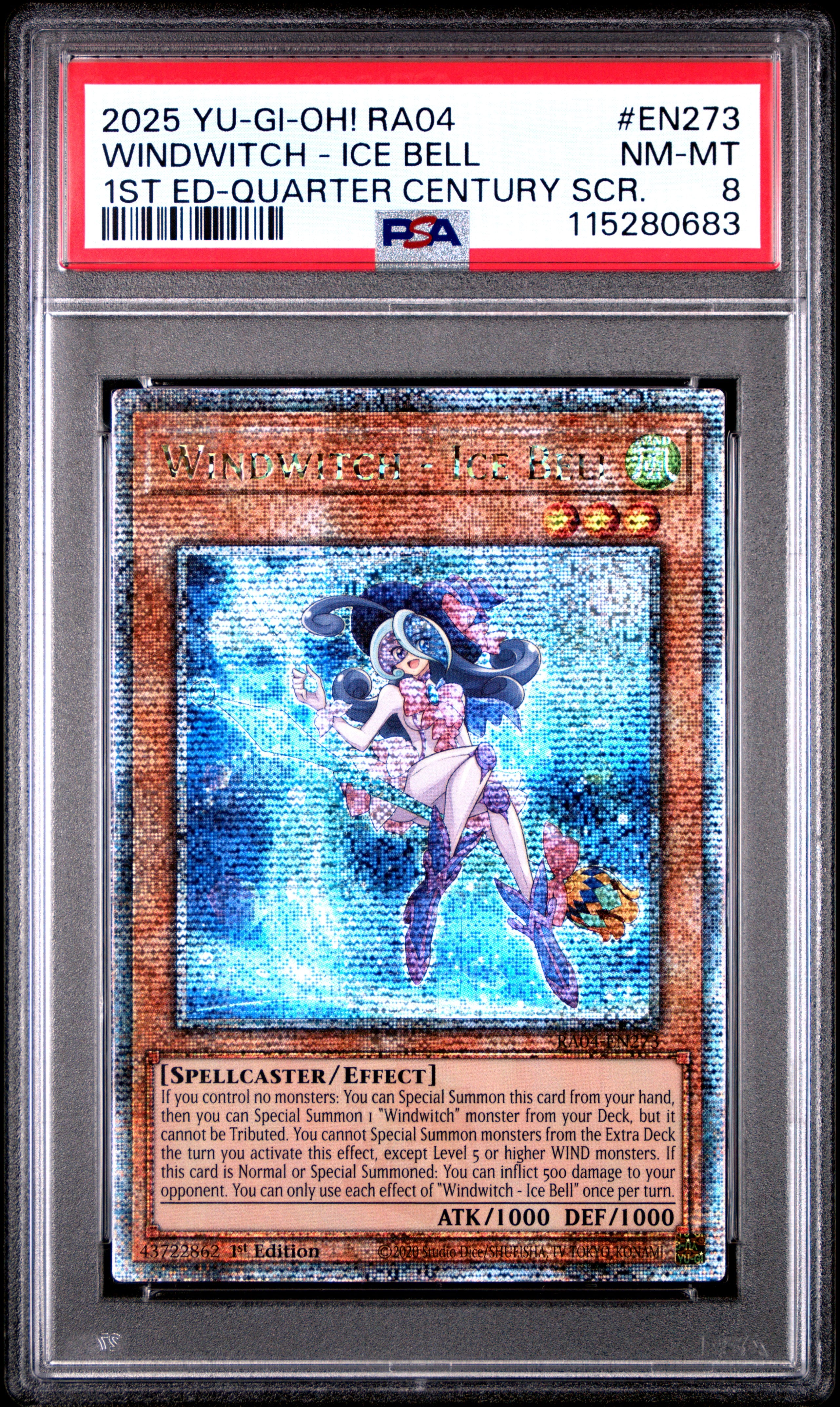 Yu Gi Oh! Ra04 Quarter Century Stampede En273 Windwitch   Ice Bell 1St Edition Quarter Century Secret Rare PSA 8 NM-MT Cert #115280683