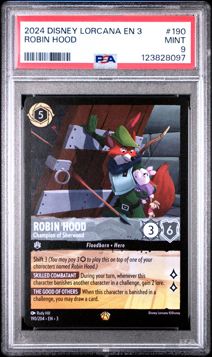 Disney Lorcana En 3 Into The Inklands 190 Robin Hood   Champion Of Sherwood PSA 9 MINT Cert #123828097