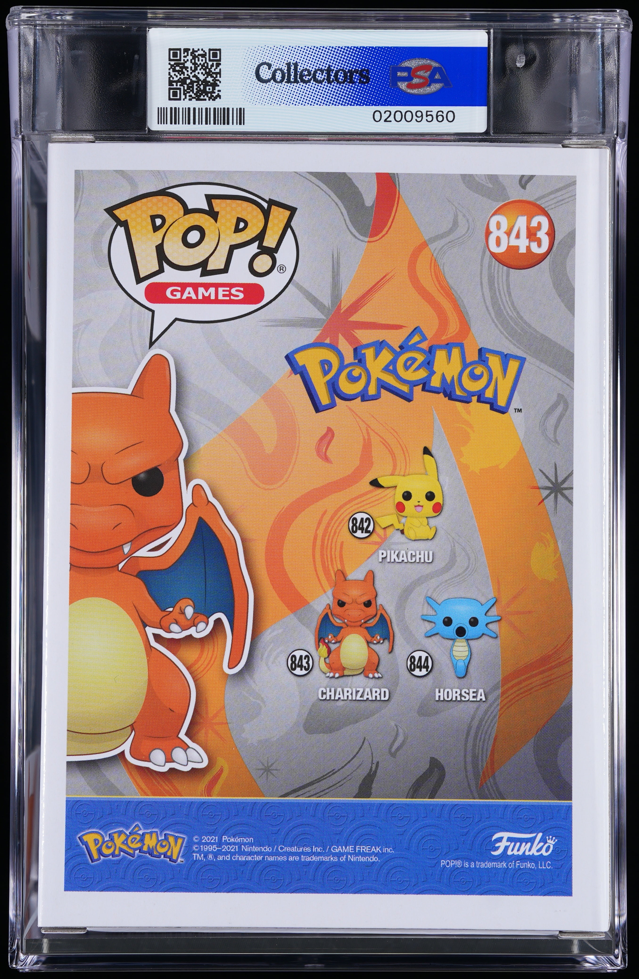 Funko Pop! PSA Graded Pokemon: Charizard PSA Graded 9 MINT Vinyl Figure #843 Cert #02009560