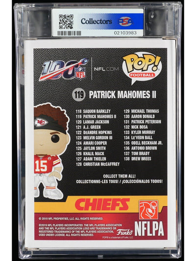 Funko Pop! NFL Kansas City Chiefs: Patrick Mahomes II PSA Graded Vinyl Figure #119 Cert #02103983