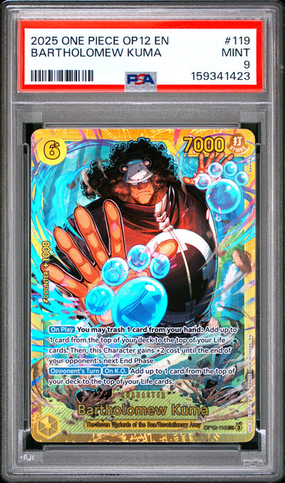 One Piece Op12 Legacy Of The Master 119 Bartholomew Kuma PSA 9 MINT Cert #159341423