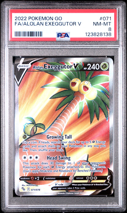 Pokemon Go 071 Full Art/Alolan Exeggutor V PSA 8 NM-MT Cert #123828138