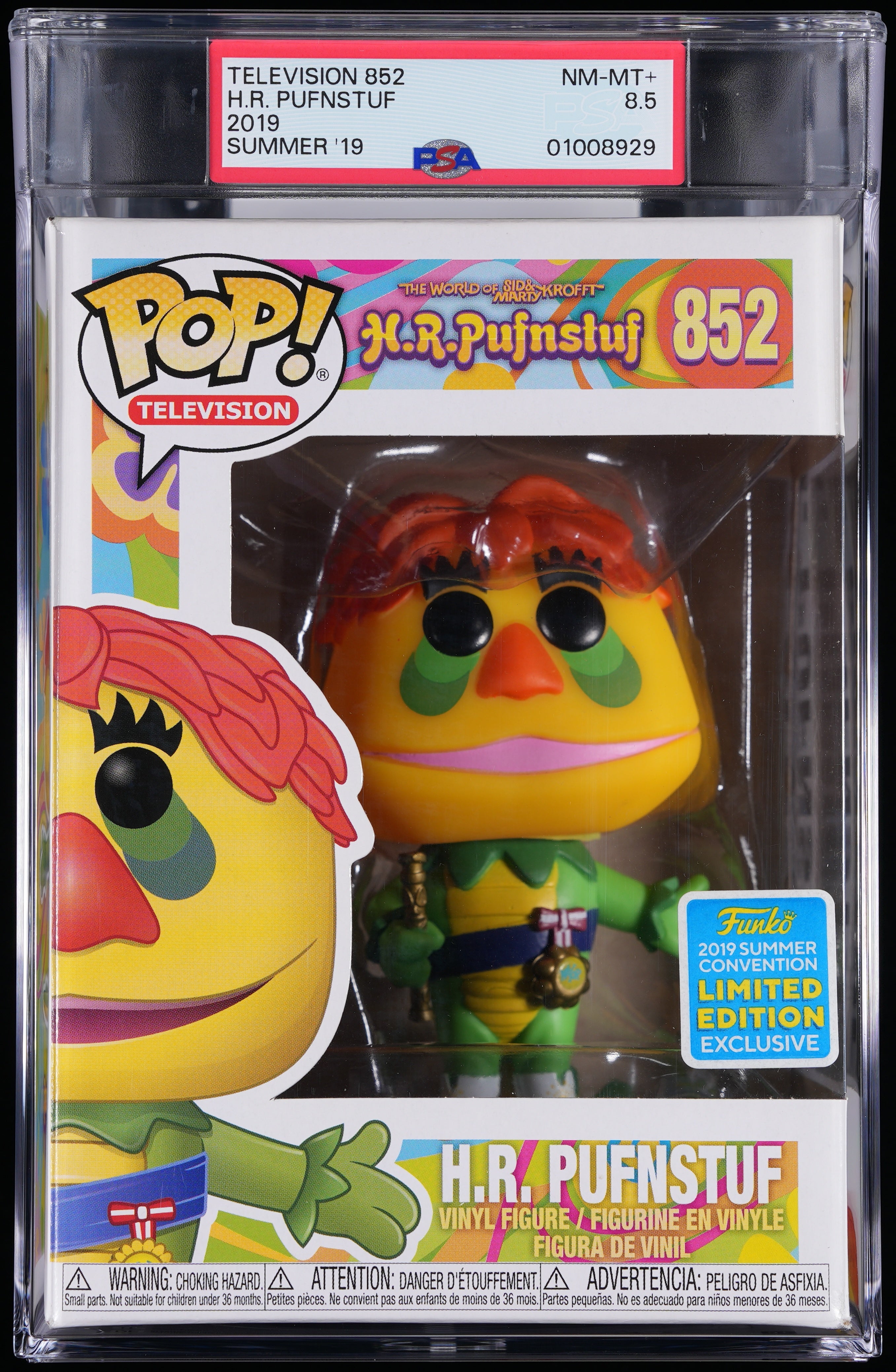 Funko Pop! PSA Graded H.R. Pufnstuf: H.R. Pufnstuf (2019 Summer Convention) PSA Graded 8.5 NM-MT+ Vinyl Figure #852 Cert #01008929