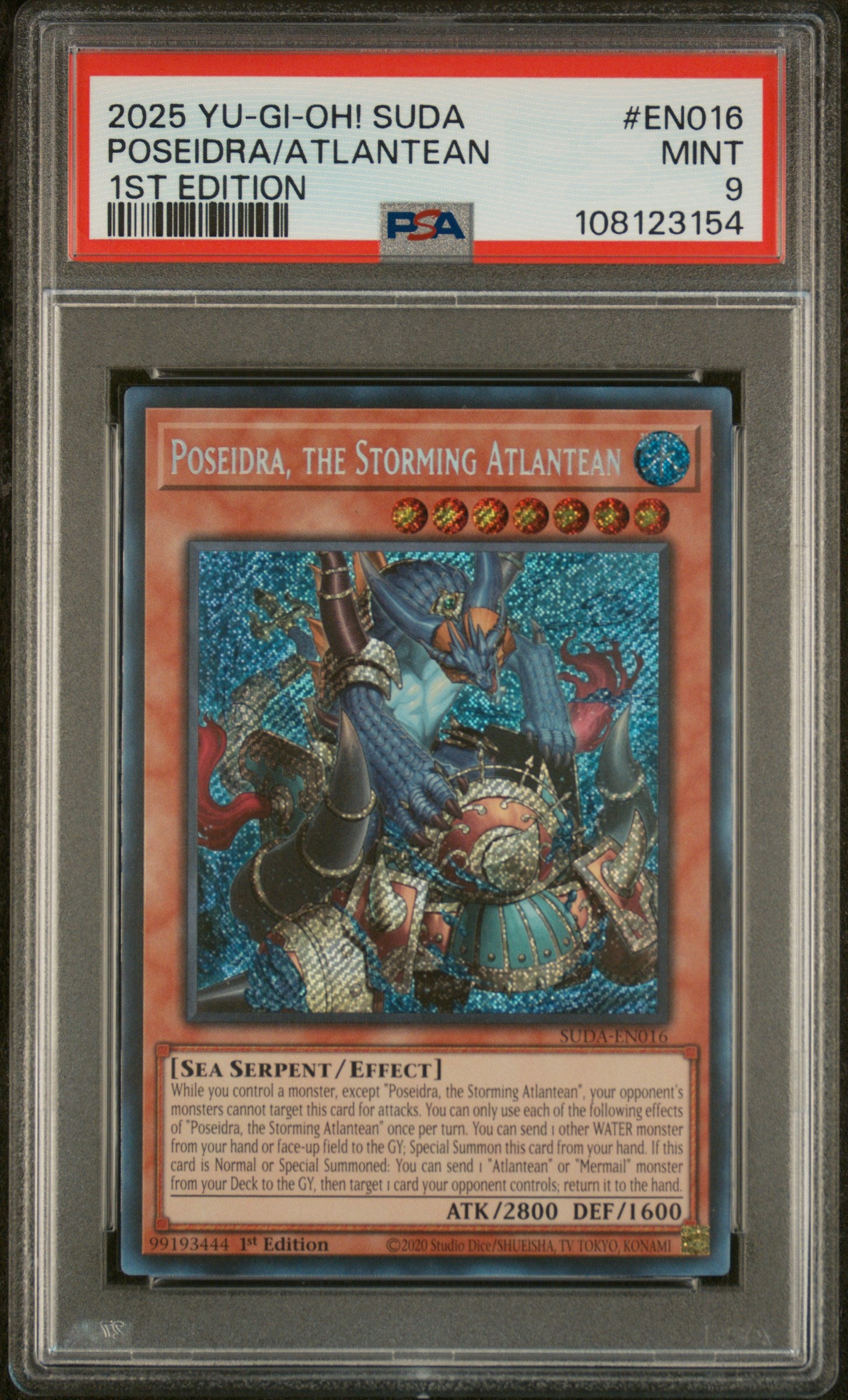 Yu-Gi-Oh! Suda-Supreme Darkness En016 Poseidra, The Storming Atlantean 1St Edition Card Psa 9 Mint Cert #108123154