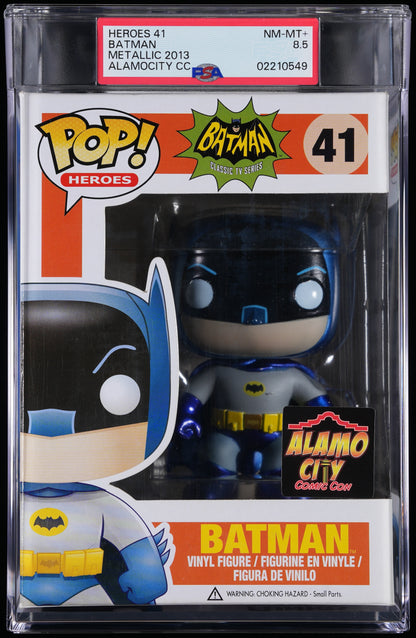Funko Pop! PSA Graded Batman Classic 1966 TV Series: Batman (Metallic Alamo City) PSA Graded 8.5 NM-MT+ Vinyl Figure #41 Cert #02210549