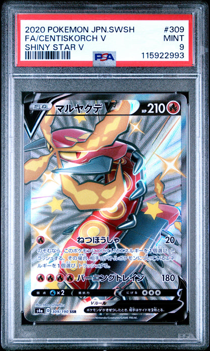 Pokemon Japanese Sword & Shield Shiny Star V 309 Full Art/Centiskorch V PSA 9 MINT Cert #115922993