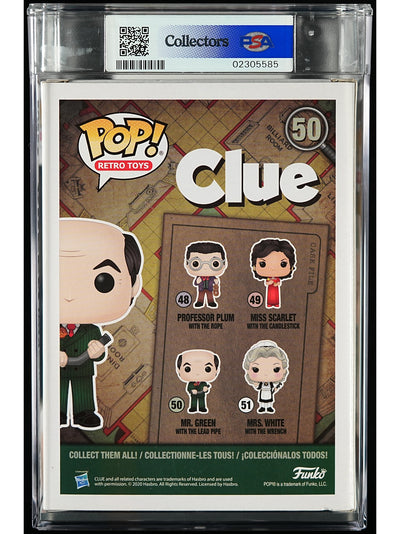 Funko Pop! Clue: Mr. Green w/the Lead Pipe PSA Graded Vinyl Figure #50 Cert #02305585