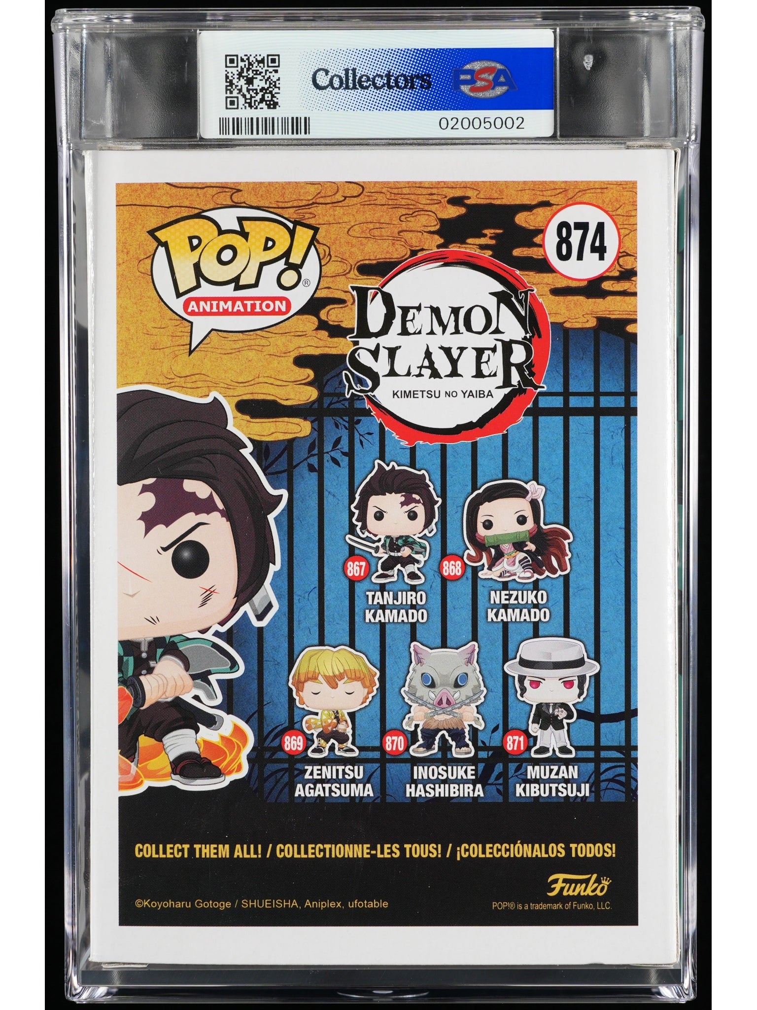 Funko Pop! Demon Slayer: Tanjiro Kamado (HKD) PSA Graded Vinyl Figure #874 Cert #02005002