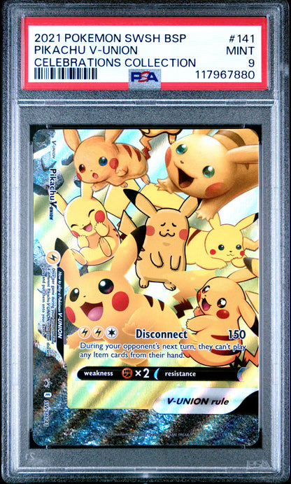 Pokemon Swsh Black Star Promo 141 Pikachu V Union Celebrations Collection PSA 9 MINT Cert #117967880