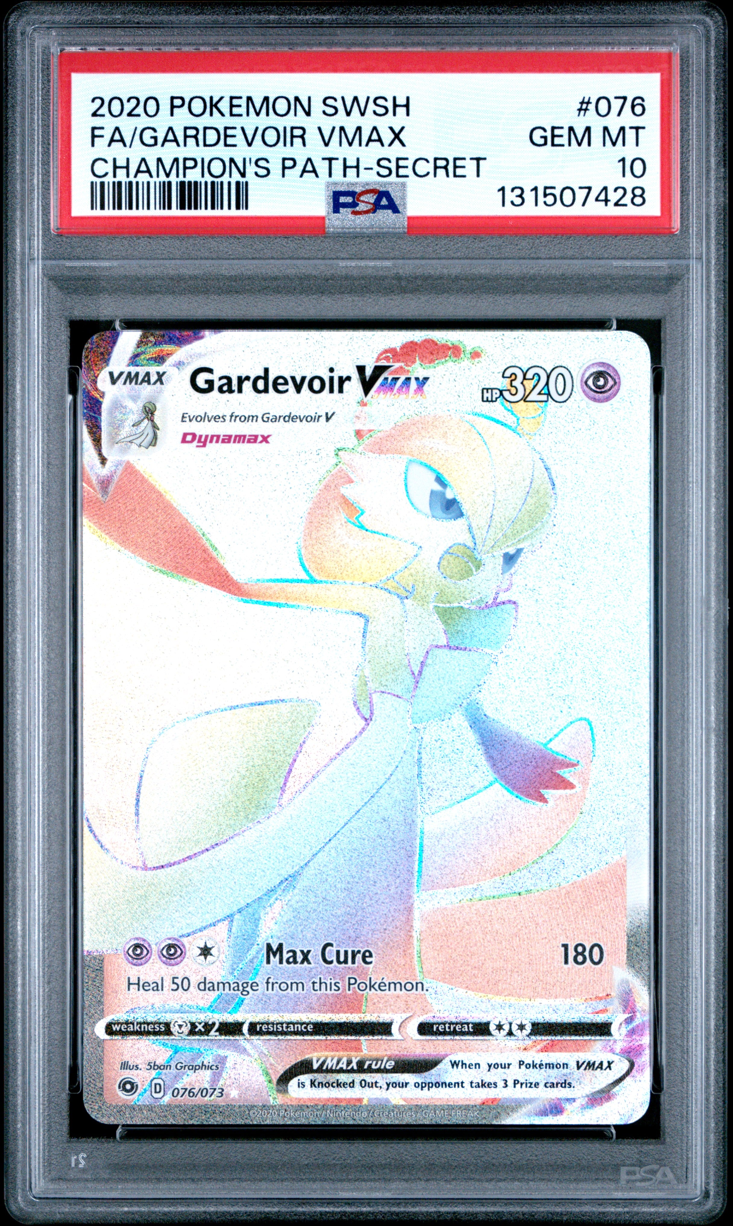Pokemon Sword & Shield Champion's Path 076 Full Art/Gardevoir Vmax Secret PSA 10 GEM MINT Cert #131507428