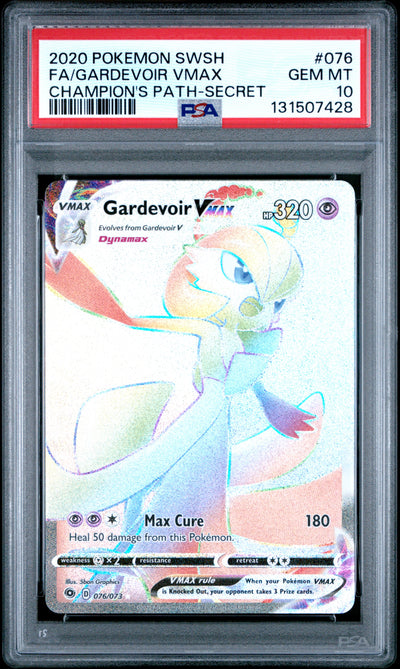 Pokemon Sword & Shield Champion's Path 076 Full Art/Gardevoir Vmax Secret PSA 10 GEM MINT Cert #131507428