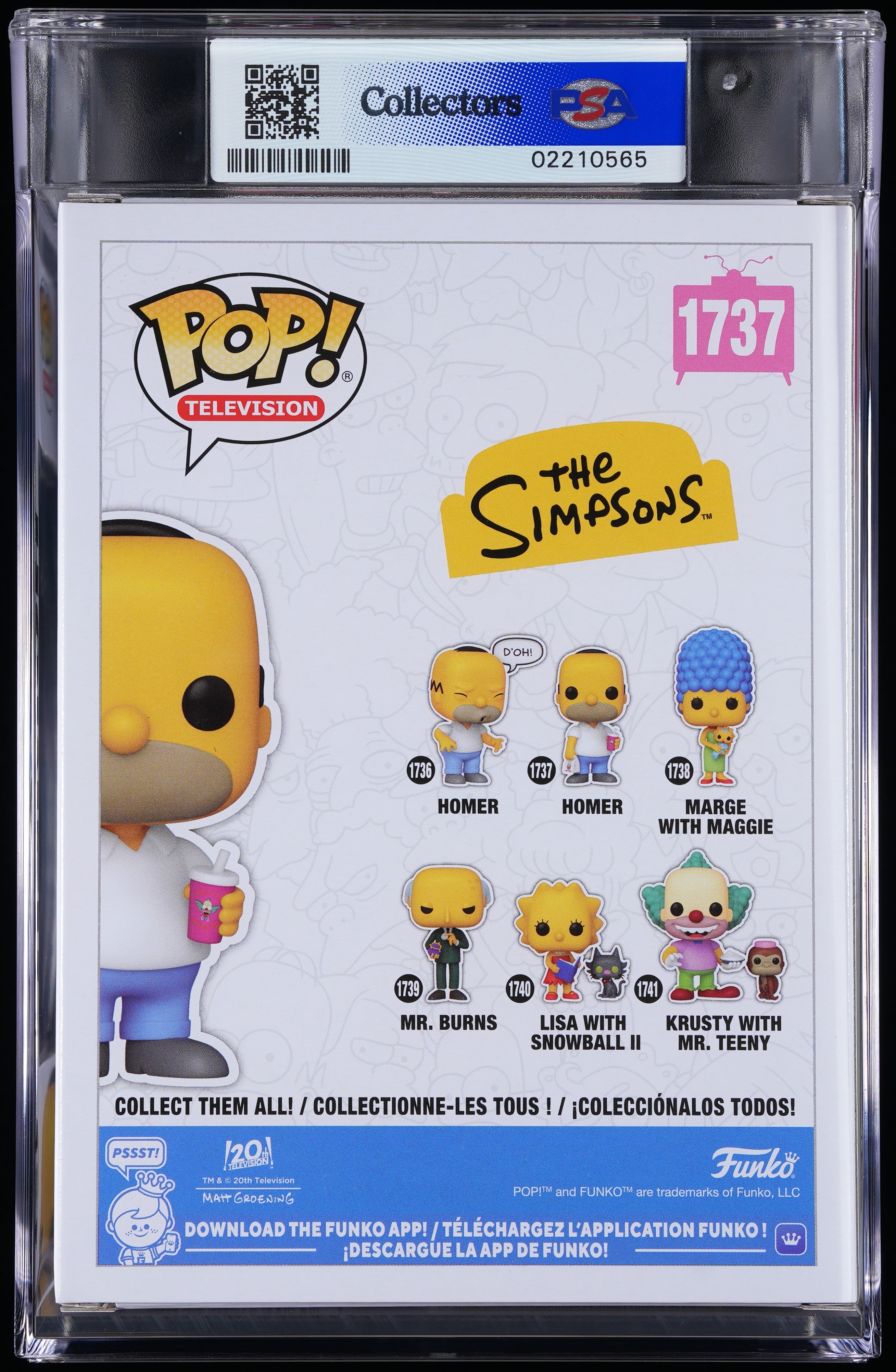 Funko Pop! PSA Graded The Simpsons: Homer Simpson PSA Graded 10 GEM MINT Vinyl Figure #1737 Cert #02210565