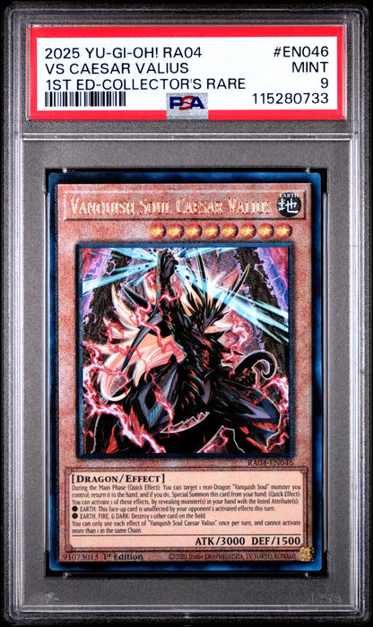 Yu Gi Oh! Ra04 Quarter Century Stampede En046 Vanquish Soul Caesar Valius 1St Edition Collector's Rare PSA 9 MINT Cert #115280733