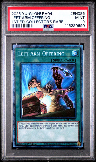 Yu Gi Oh! Ra04 Quarter Century Stampede En086 Left Arm Offering 1St Edition Collector's Rare PSA 9 MINT Cert #115280690
