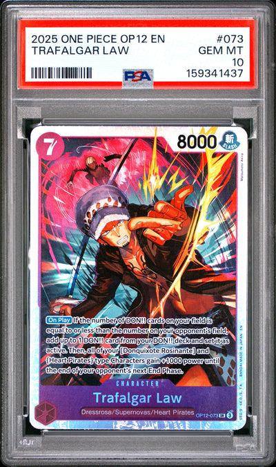 One Piece Op12 Legacy Of The Master 073 Trafalgar Law PSA 10 GEM MINT Cert #159341437