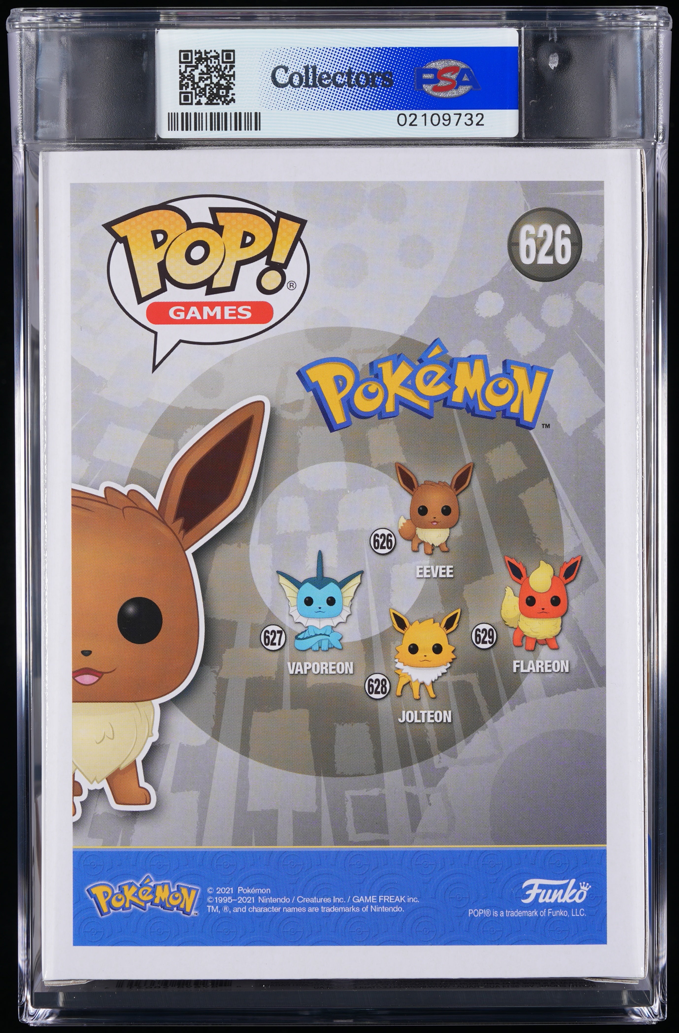 Funko Pop! PSA Graded Pokemon: Eevee PSA Graded 8.5 NM-MT+ Vinyl Figure #626 Cert #02109732