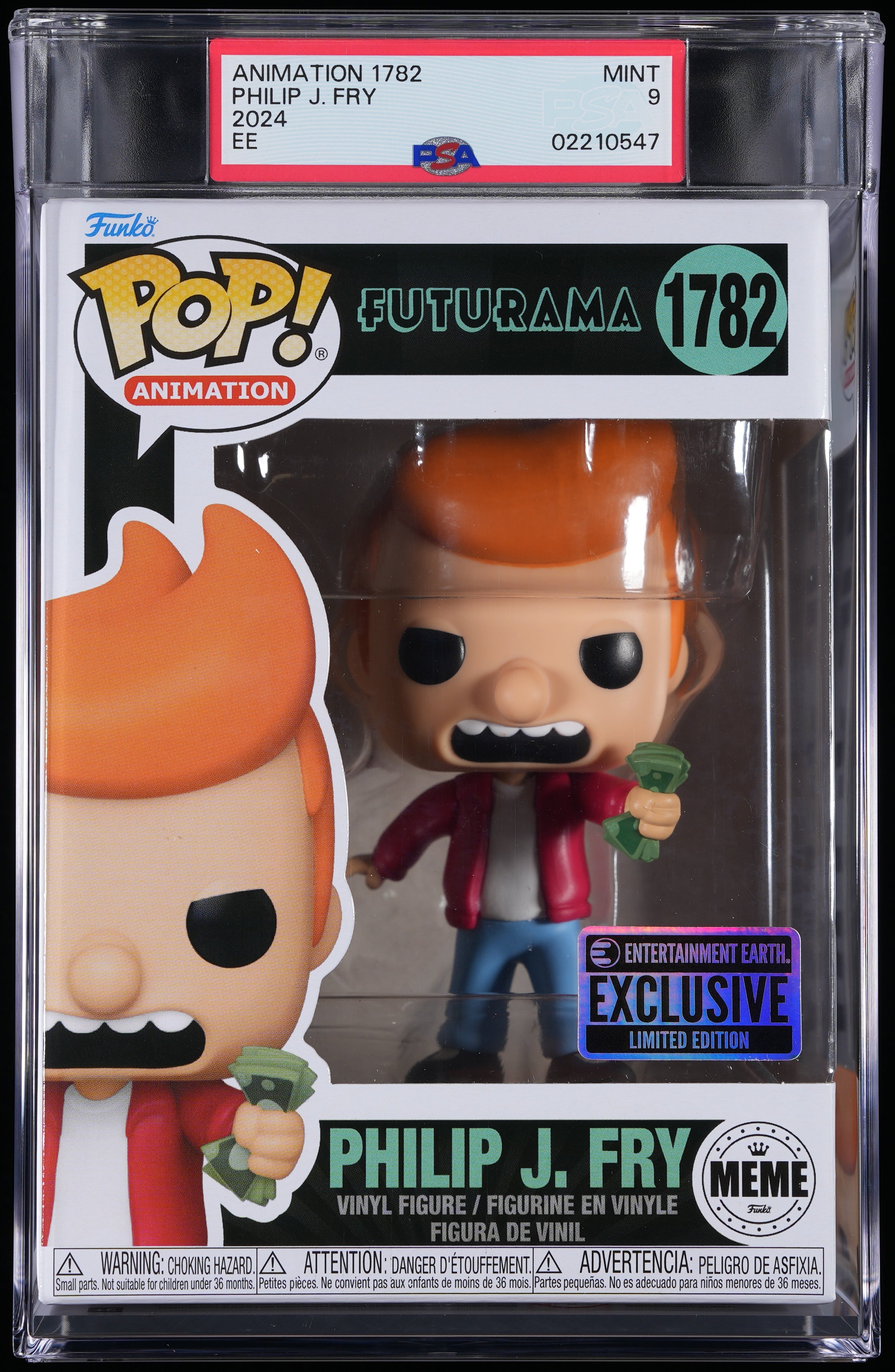 Funko Pop! PSA Graded Futurama: Philip J. Fry (EE) PSA Graded 9 MINT Vinyl Figure #1782 Cert #02210547