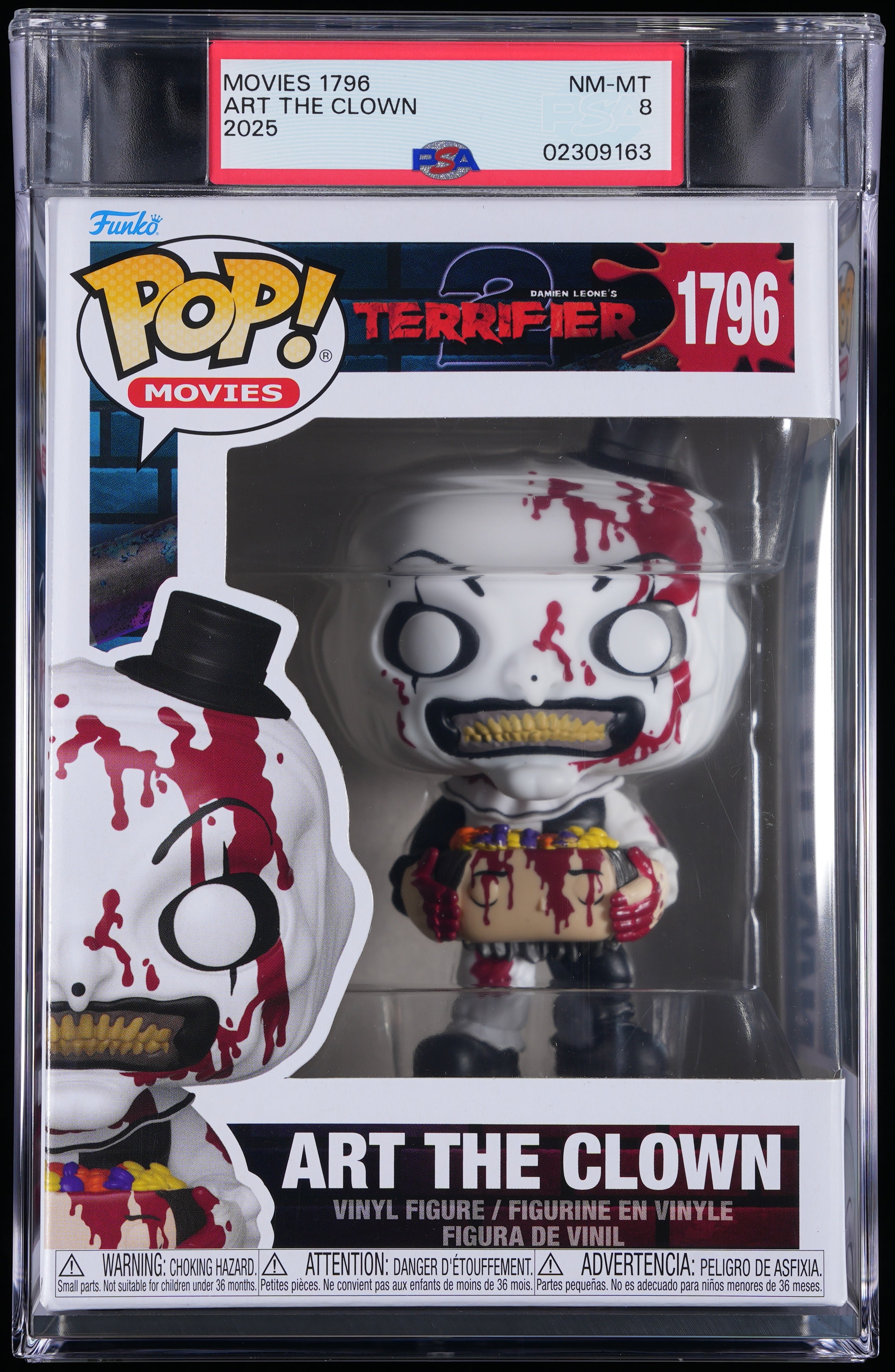 Funko Pop! PSA Graded Terrifier 2: Art the Clown with Head PSA Graded 8 NM-MT Vinyl Figure #1796 Cert #02309163