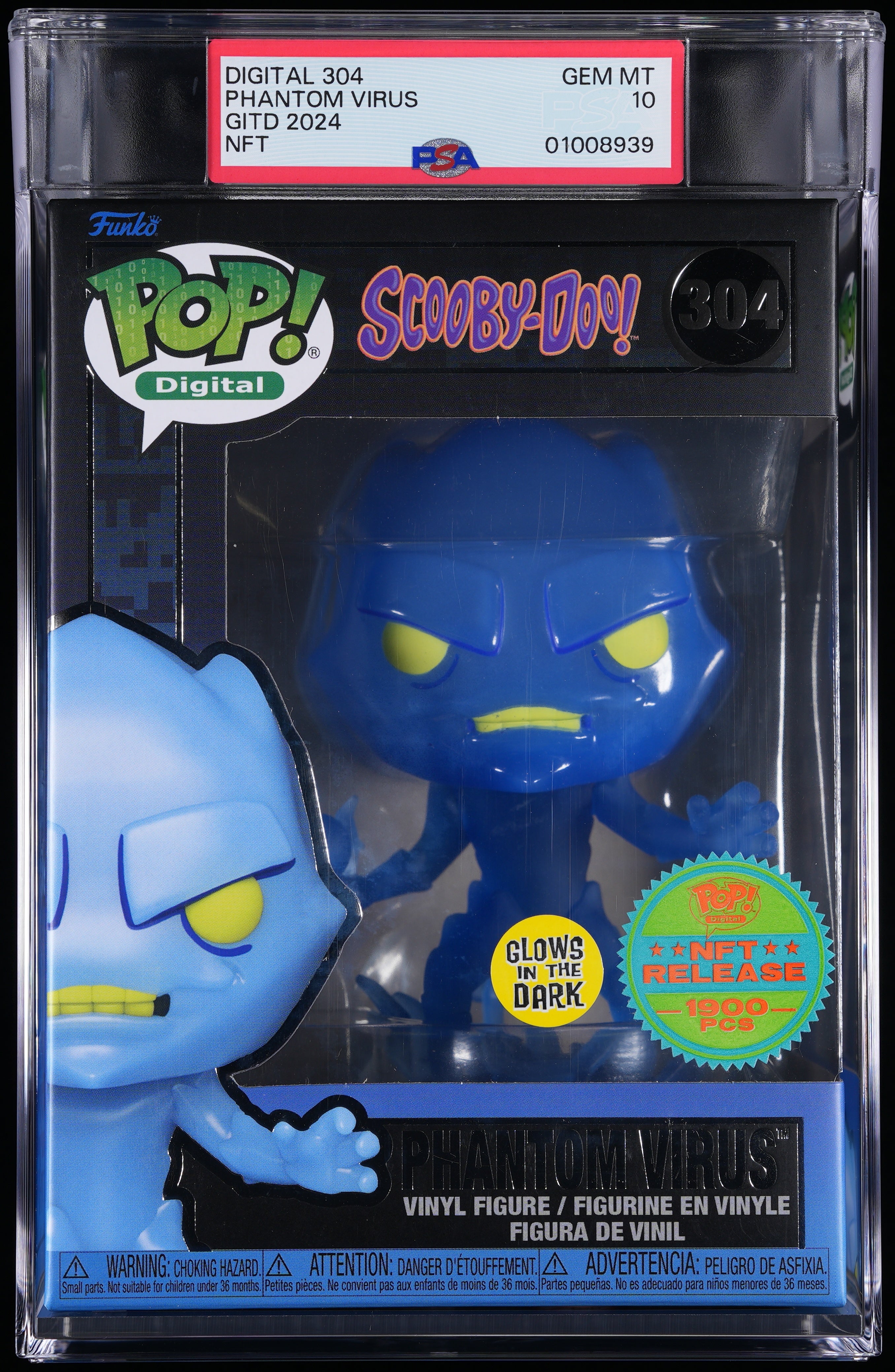 Funko Pop! PSA Graded Scooby-Doo: Phantom Virus GITD (Digital) PSA Graded 10 GEM MINT Vinyl Figure #304 Cert #01008939
