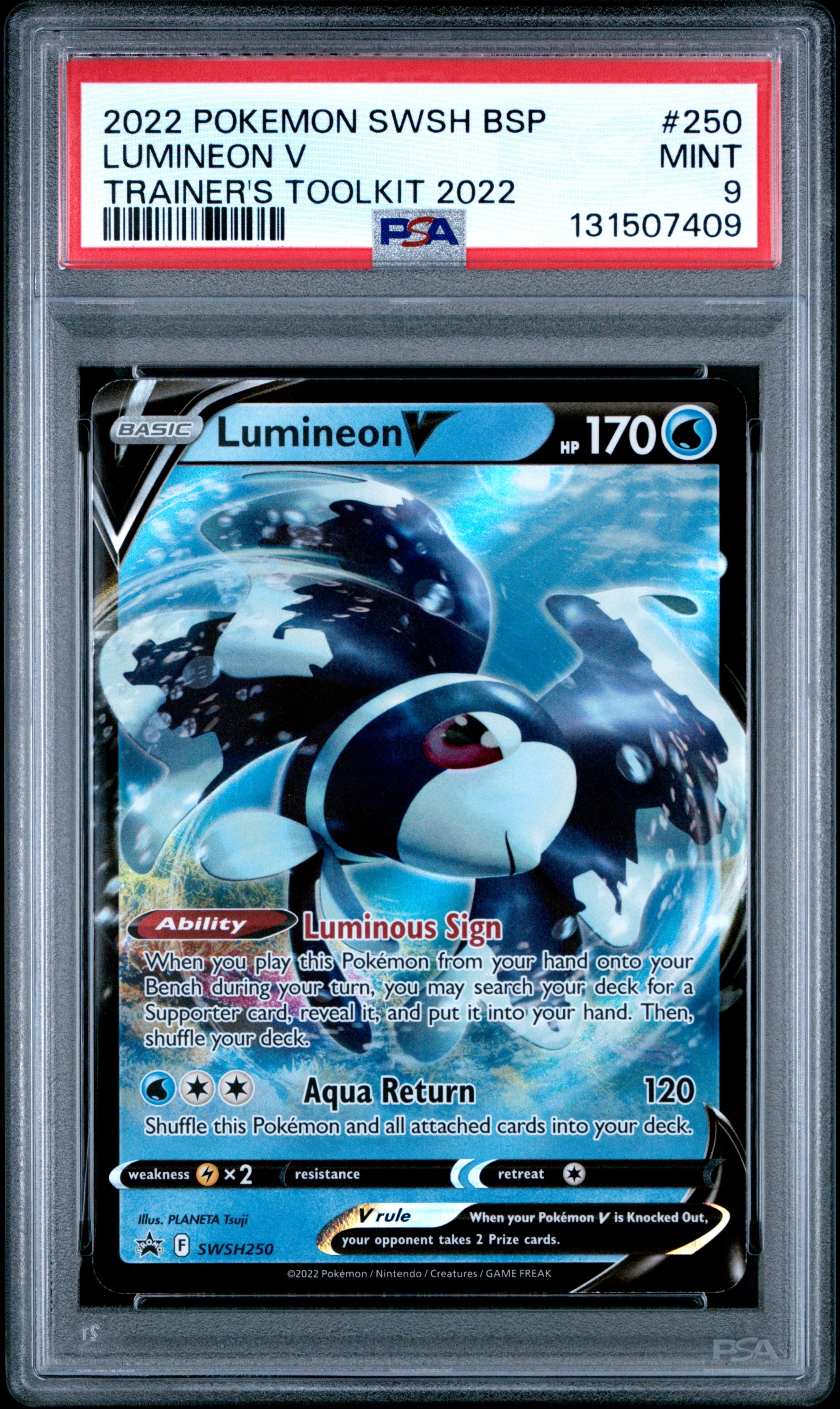 Pokemon Swsh Black Star Promo 250 Lumineon V Trainer's Toolkit 2022 PSA 9 MINT Cert #131507409