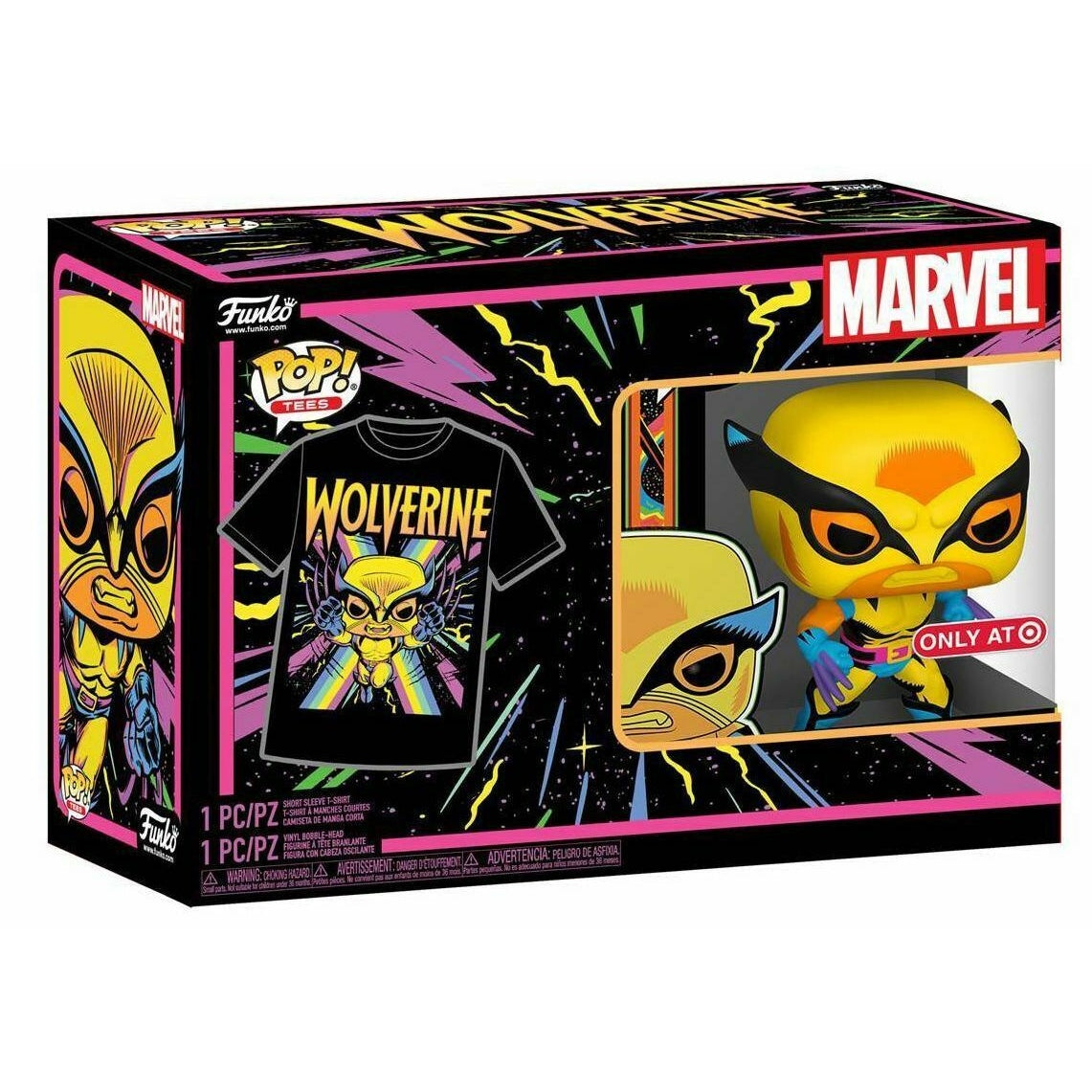 Funko POP! Multi-Pack Marvel: Black Light Wolverine & Medium T-Shirt 2-Pack (Target Exclusive) Vinyl Figure #802