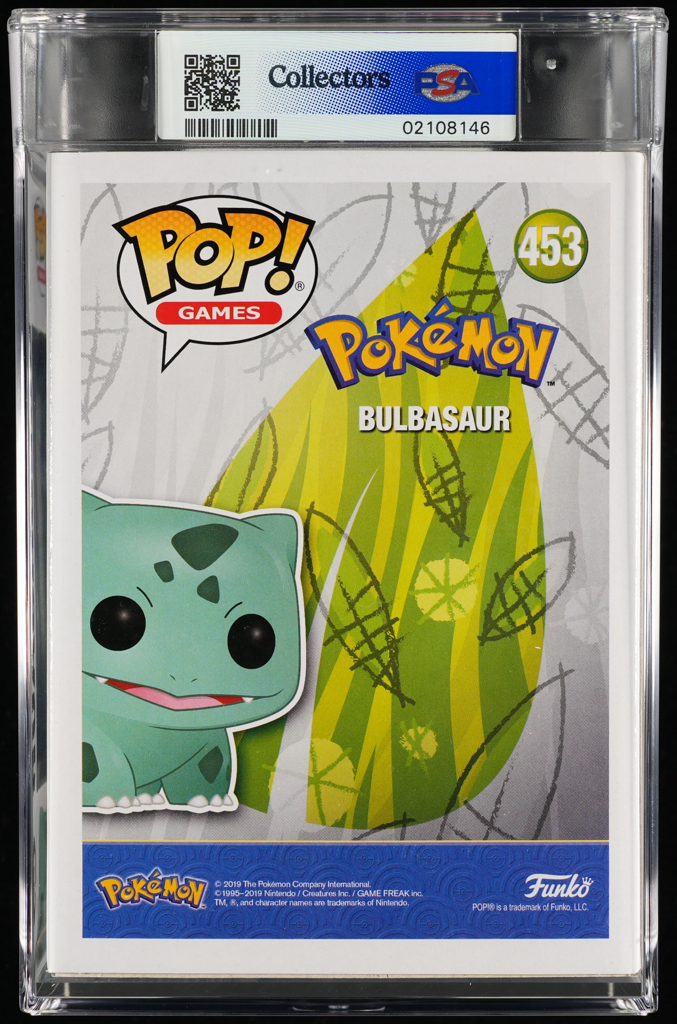 Funko Pop! PSA Graded Pokemon: Bulbasaur PSA Graded 10 GEM MINT Vinyl Figure #453 Cert #02108146