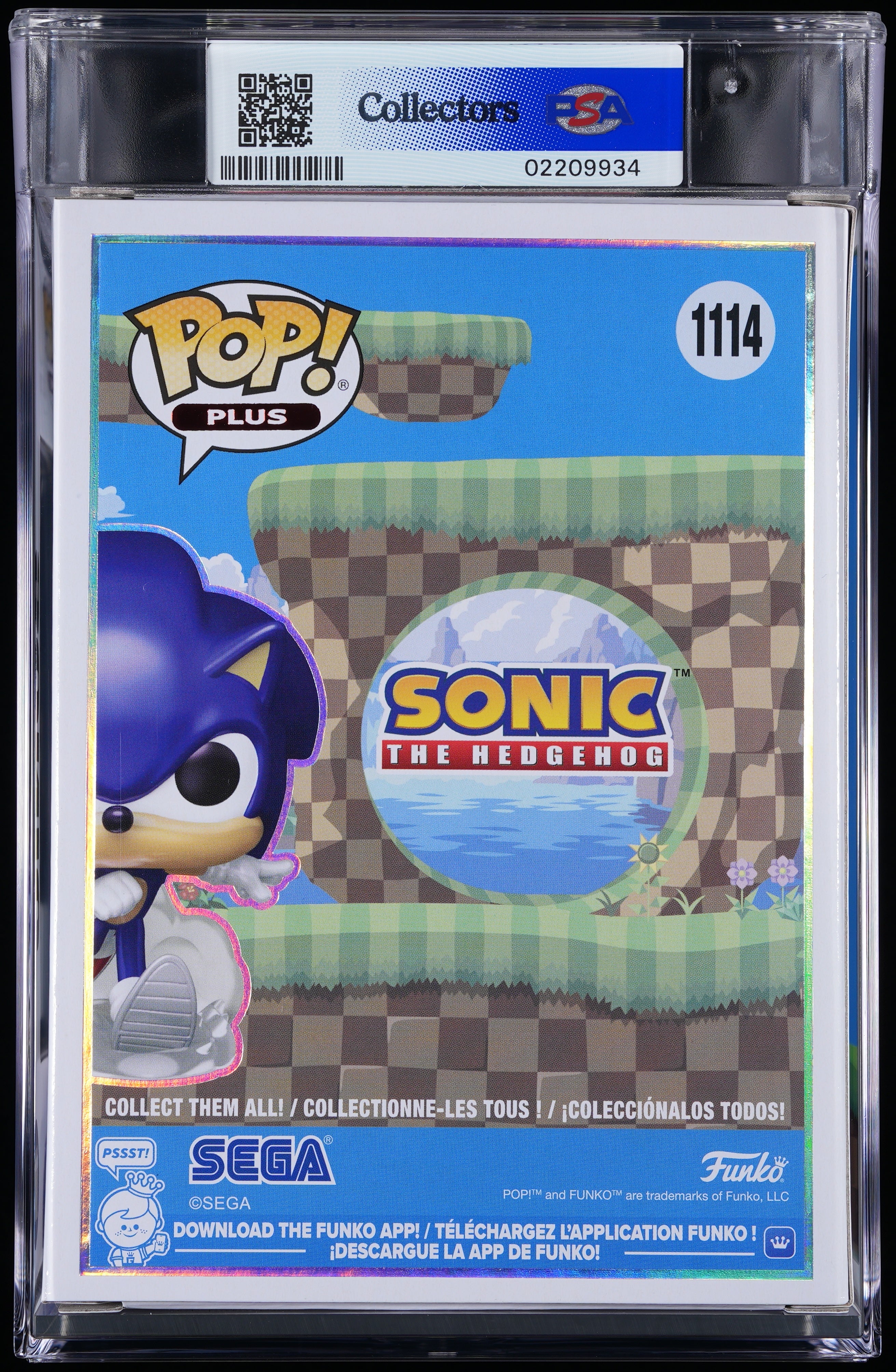 Funko Pop! PSA Graded Sonic the Hedgehog: Sonic PSA Graded 10 GEM MINT Vinyl Figure #1114 Cert #02209934